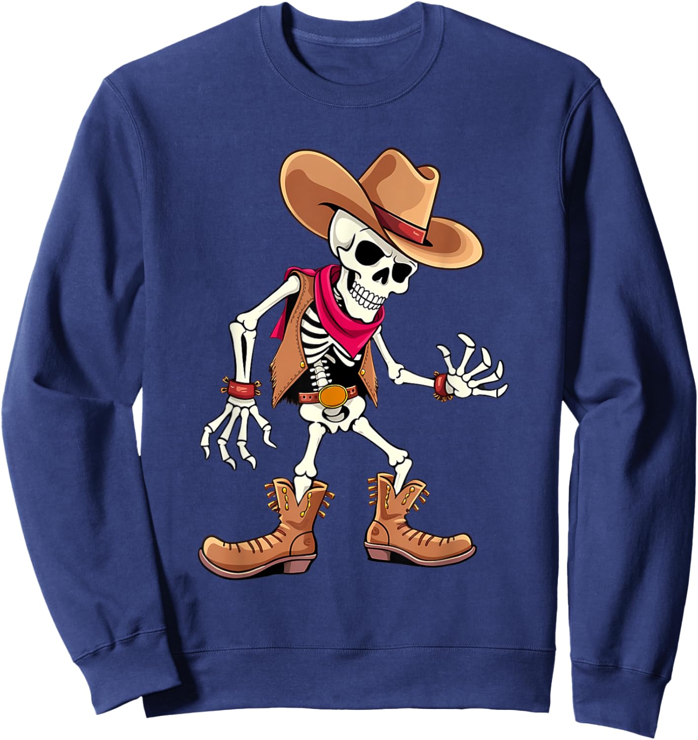 Dabbing Skeleton Cowboy Halloween Costume kids boys men Sweatshirt - Sweatshirt | Navy