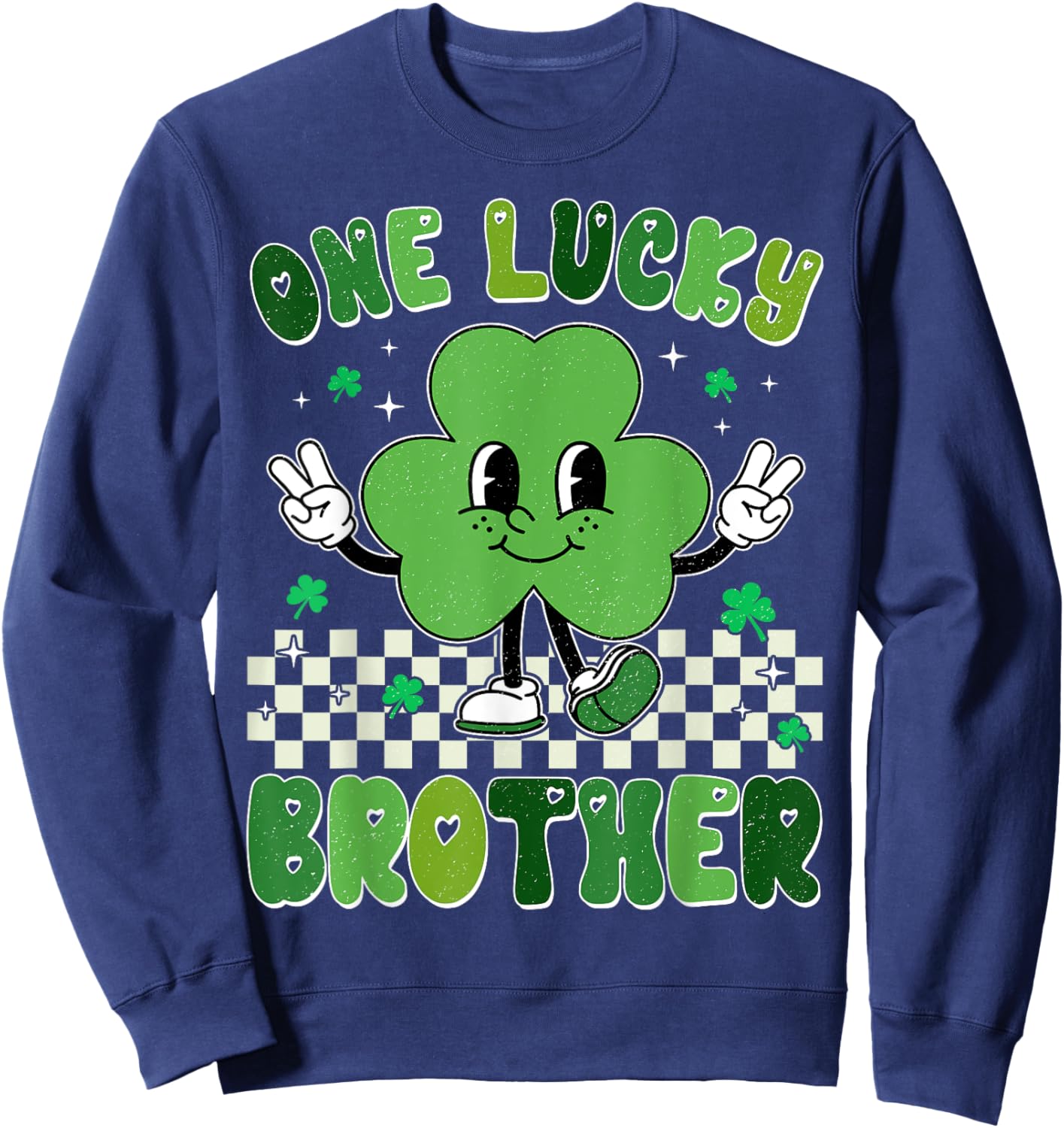 One Lucky Brother St Patrick's Day Shamrock Kids Boy Toddler Sweatshirt - Sweatshirt | Navy