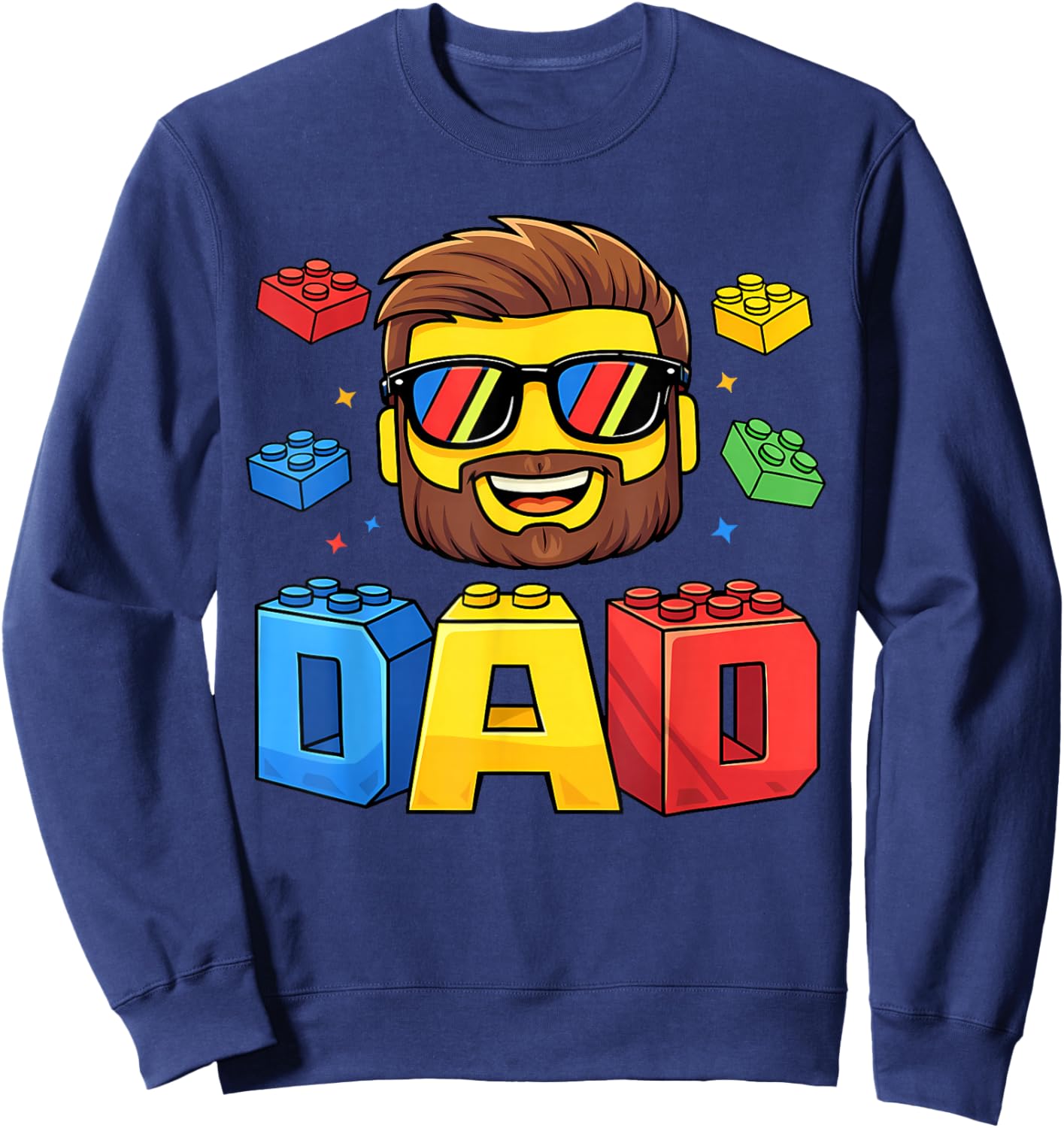 Builder Building Bricks Blocks Family Dad Master Fathers Day Sweatshirt - Sweatshirt | Navy