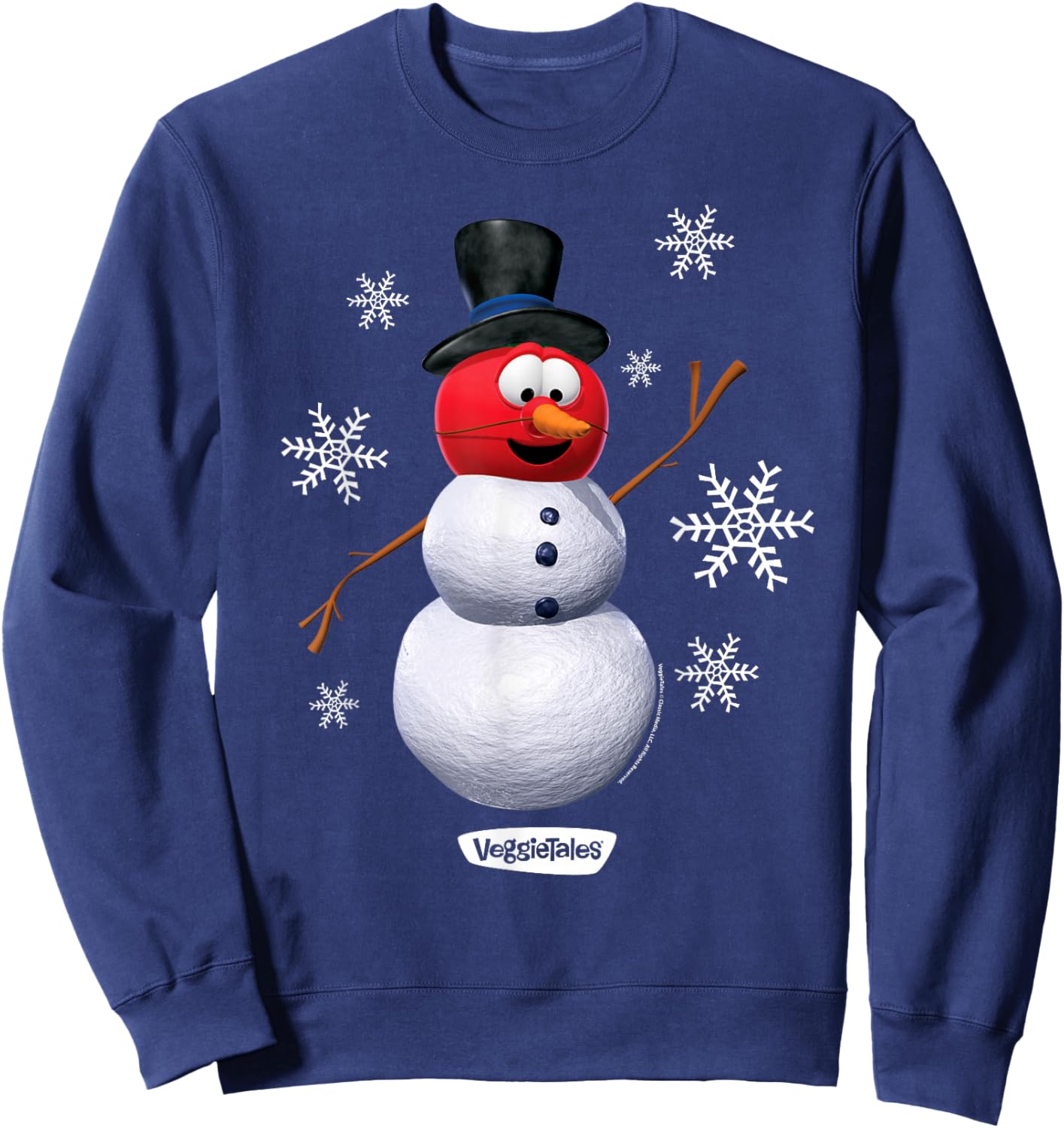 VeggieTales Let It Snow Bob The Tomato Snowman Sweatshirt - Sweatshirt | Navy