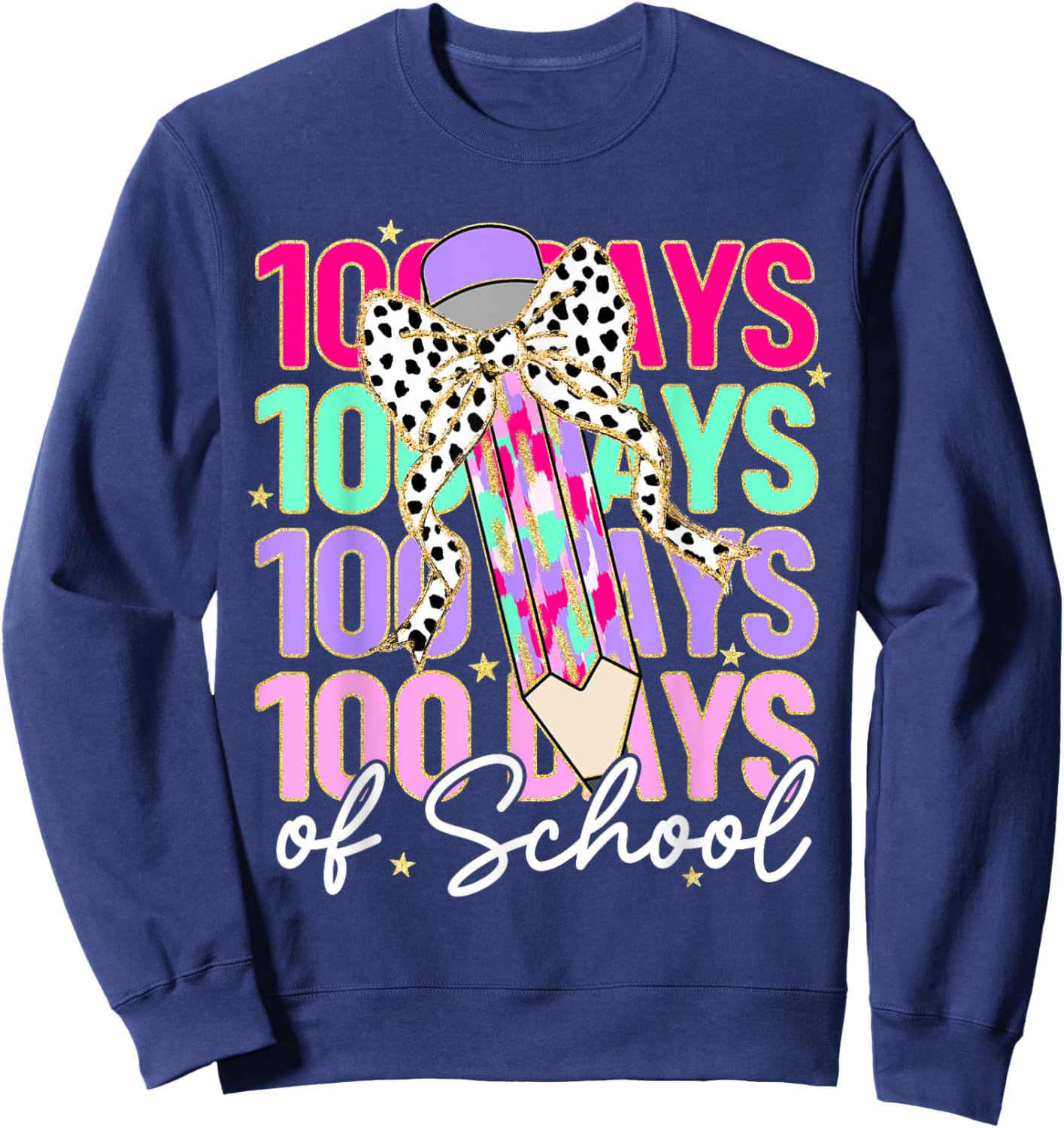 100 Days of School Teacher 100th Day of School Girls Kids Sweatshirt - Sweatshirt | Navy