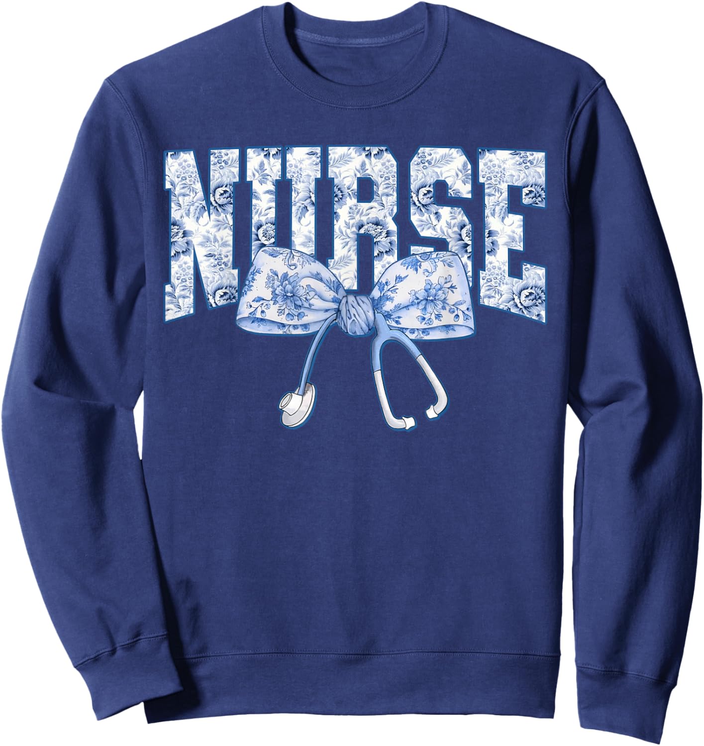 Nurse Coquette Bow Blue Stethoscope Nursing Medical Doctor Sweatshirt - Sweatshirt | Navy