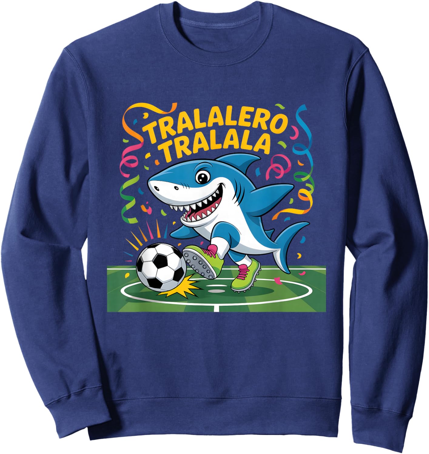 Tralalero Tralala Squalo Divertente Calciatore Sweatshirt - Sweatshirt | Navy