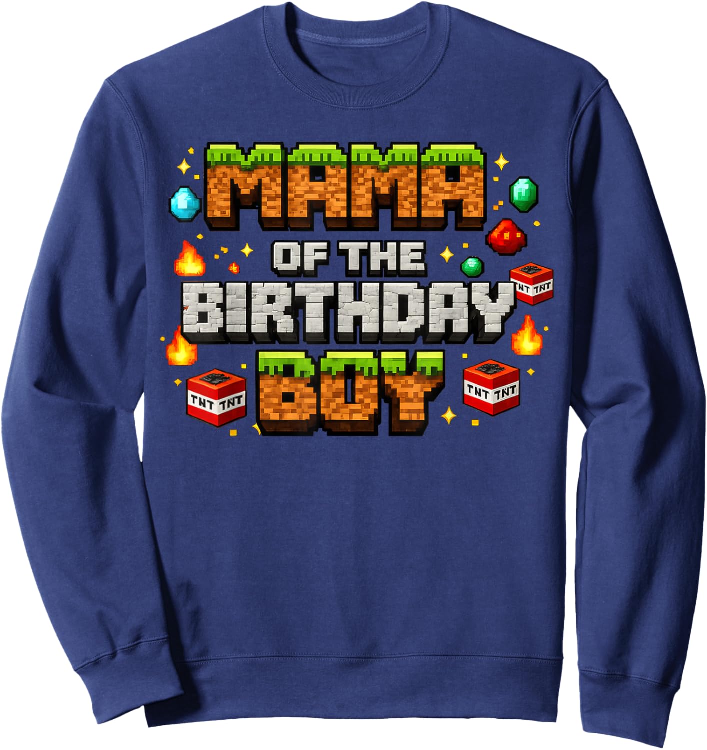 Mom Mama of The Birthday Boy Video Gamer Pixel Number Sweatshirt - Sweatshirt | Navy