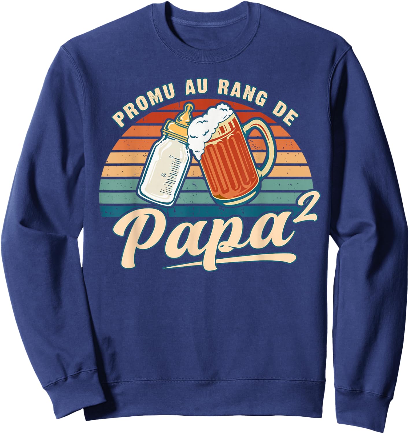 Promoted Dad 2 Child Announcement Pregnancy Future Dad Sweatshirt - Sweatshirt | Navy