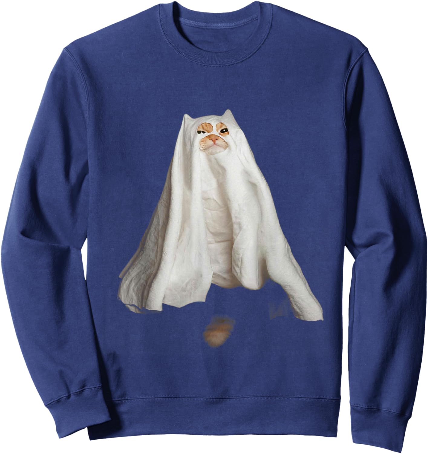 Ghost Cat Meme Funny Halloween Men Women Kids Sweatshirt - Sweatshirt | Navy