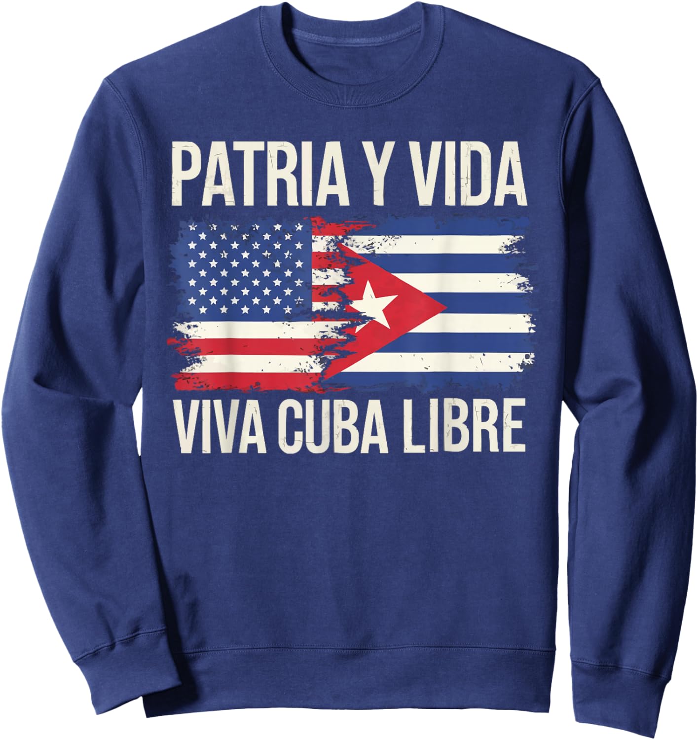 Half Cuban Half American Country USA Flag Cuba America Sweatshirt - Sweatshirt | Navy