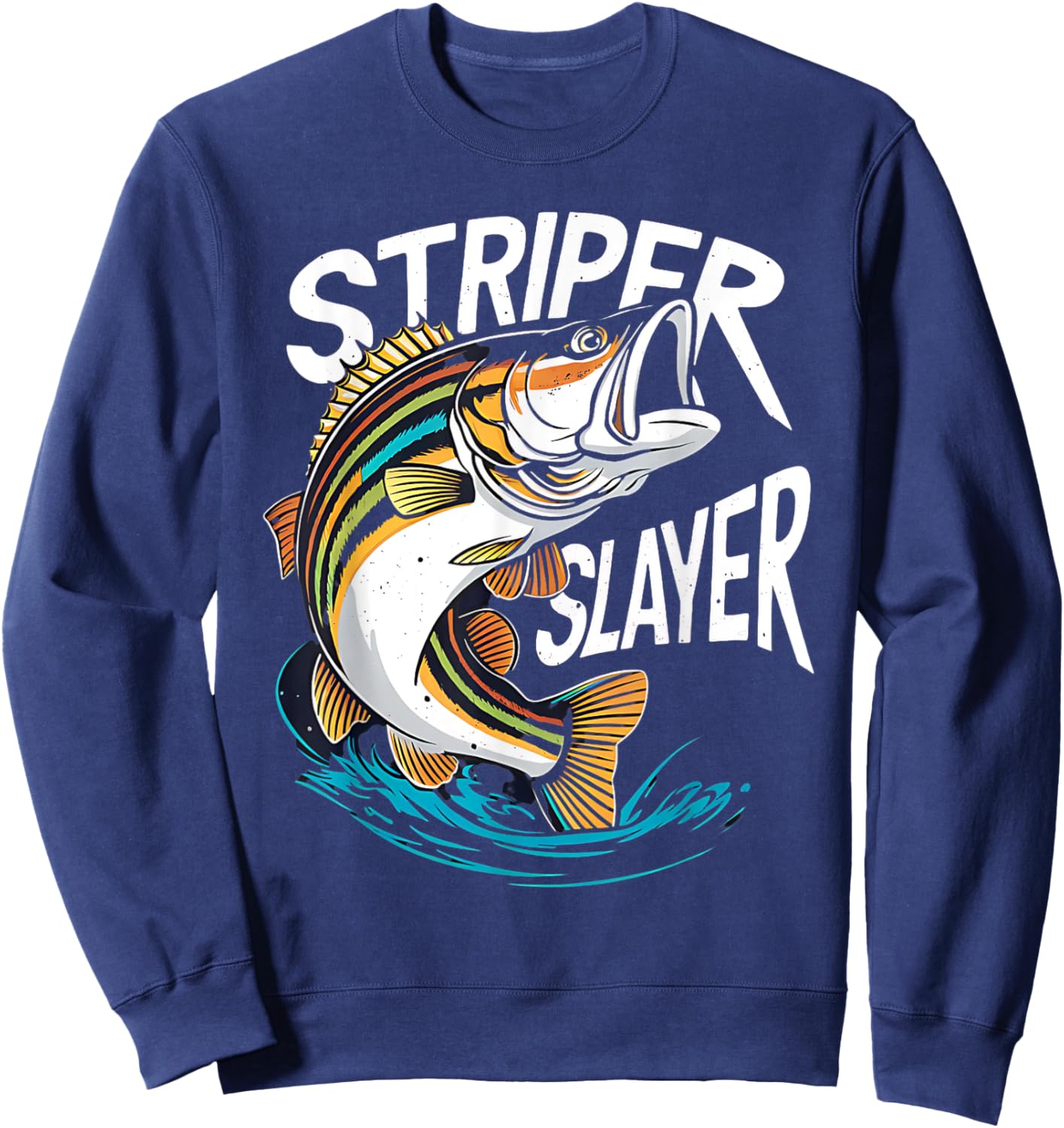 Striper Slayer Striped Bass Fishing Striper Fish Sweatshirt - Sweatshirt | Navy