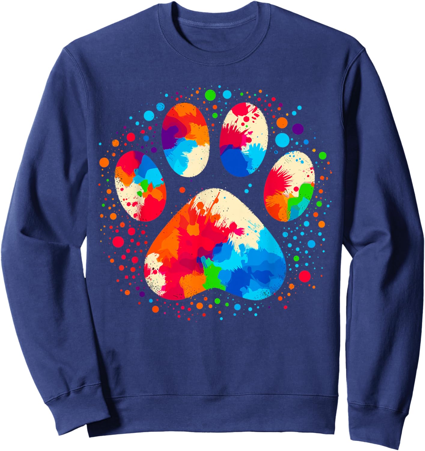 Dog Paw Design Dog Lovers , Black, Small, Short Sleeve, Classic Fit, Modern Dog Paw Print Sweatshirt - Sweatshirt | Navy