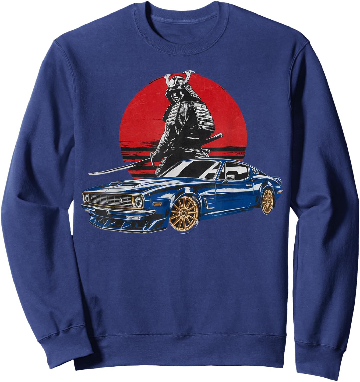 Retro Vintage Japanese Warrior JDM Ride Legendary Race Car T Sweatshirt - Sweatshirt | Navy