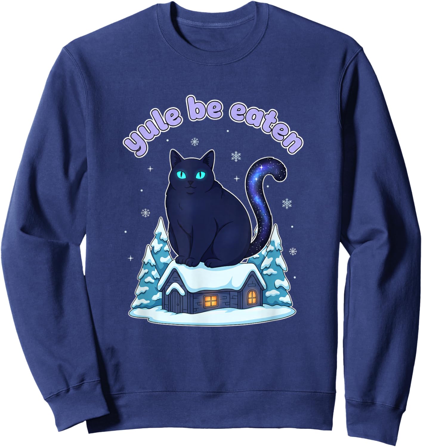 Yule Be Eaten Yule Cat Jolakotturinn Icelandic Cat Sweatshirt - Sweatshirt | Navy