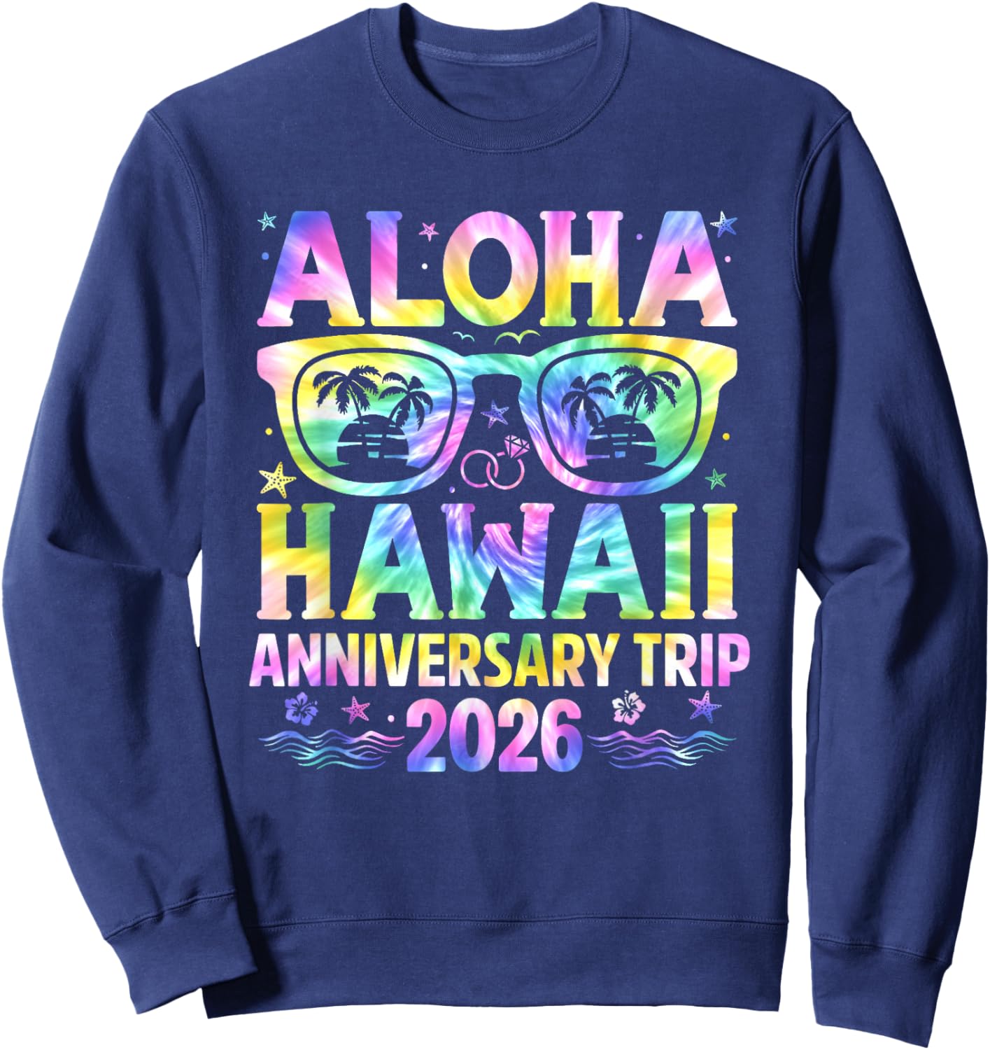 Aloha Hawaii Anniversary Trip 2026 Couple Matching Vacation Sweatshirt - Sweatshirt | Navy