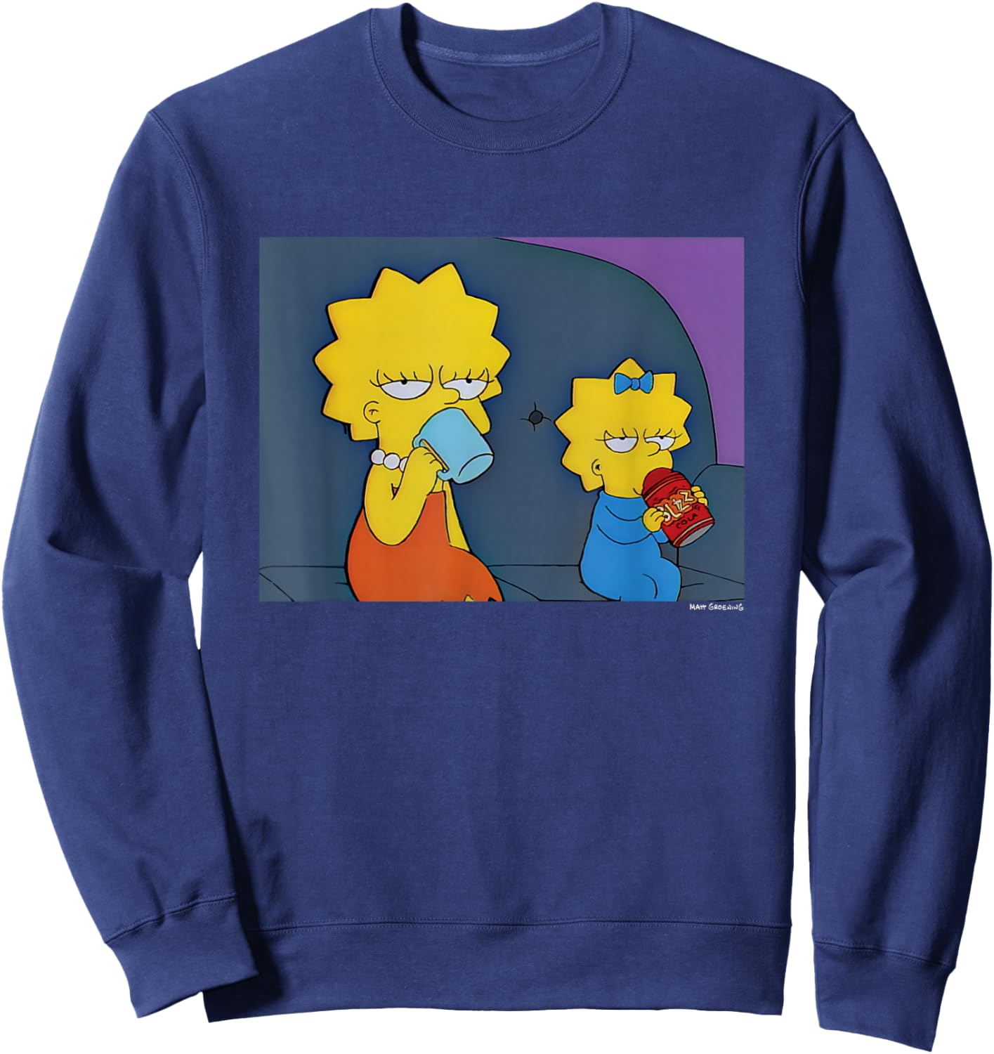 The Simpsons Lisa & Maggie Morning Mood Panel Sweatshirt - Sweatshirt | Navy