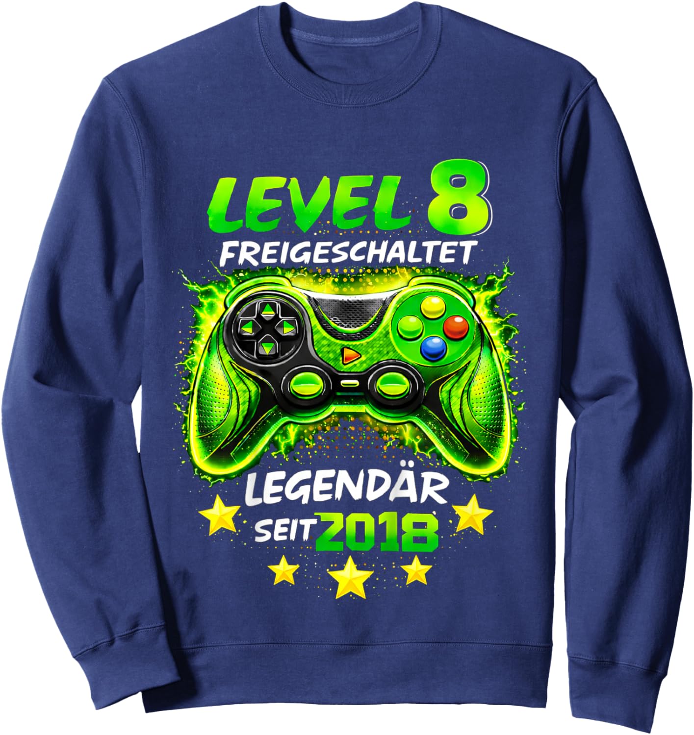 Children's Level 8 Birthday Boy Gamer Funny 2018 8th Birthday Sweatshirt - Sweatshirt | Navy