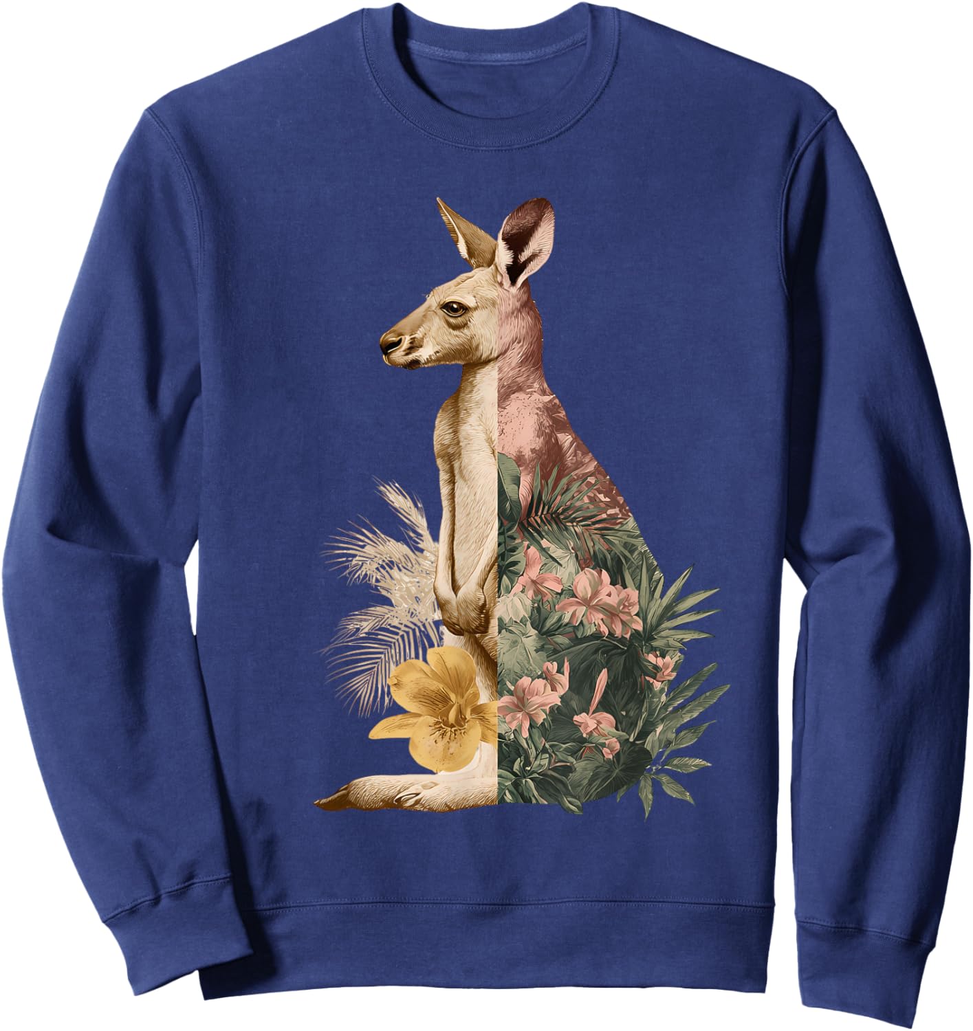 Australian Kangaroo Animal Art Portrait Wallaby Lover Sweatshirt - Sweatshirt | Navy