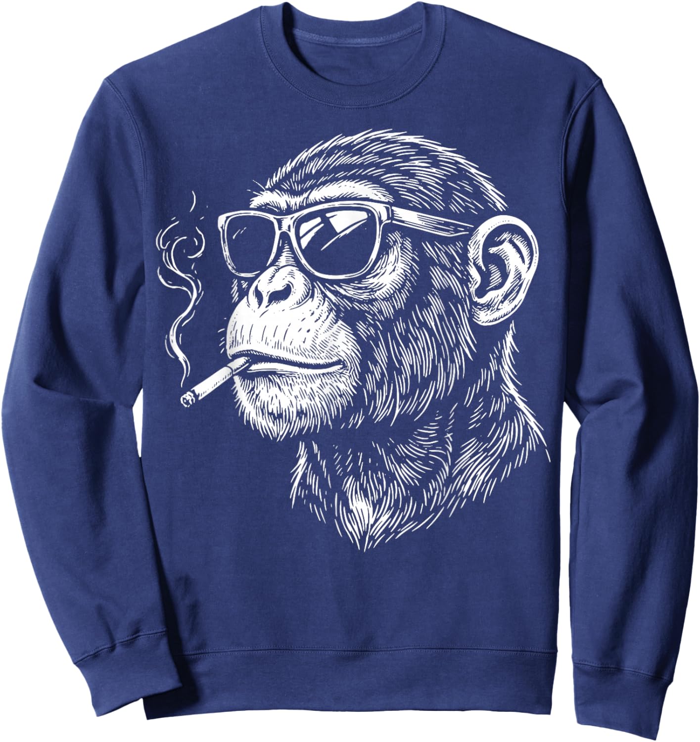 Monkey Smoking Cigarette Sweatshirt - Sweatshirt | Navy