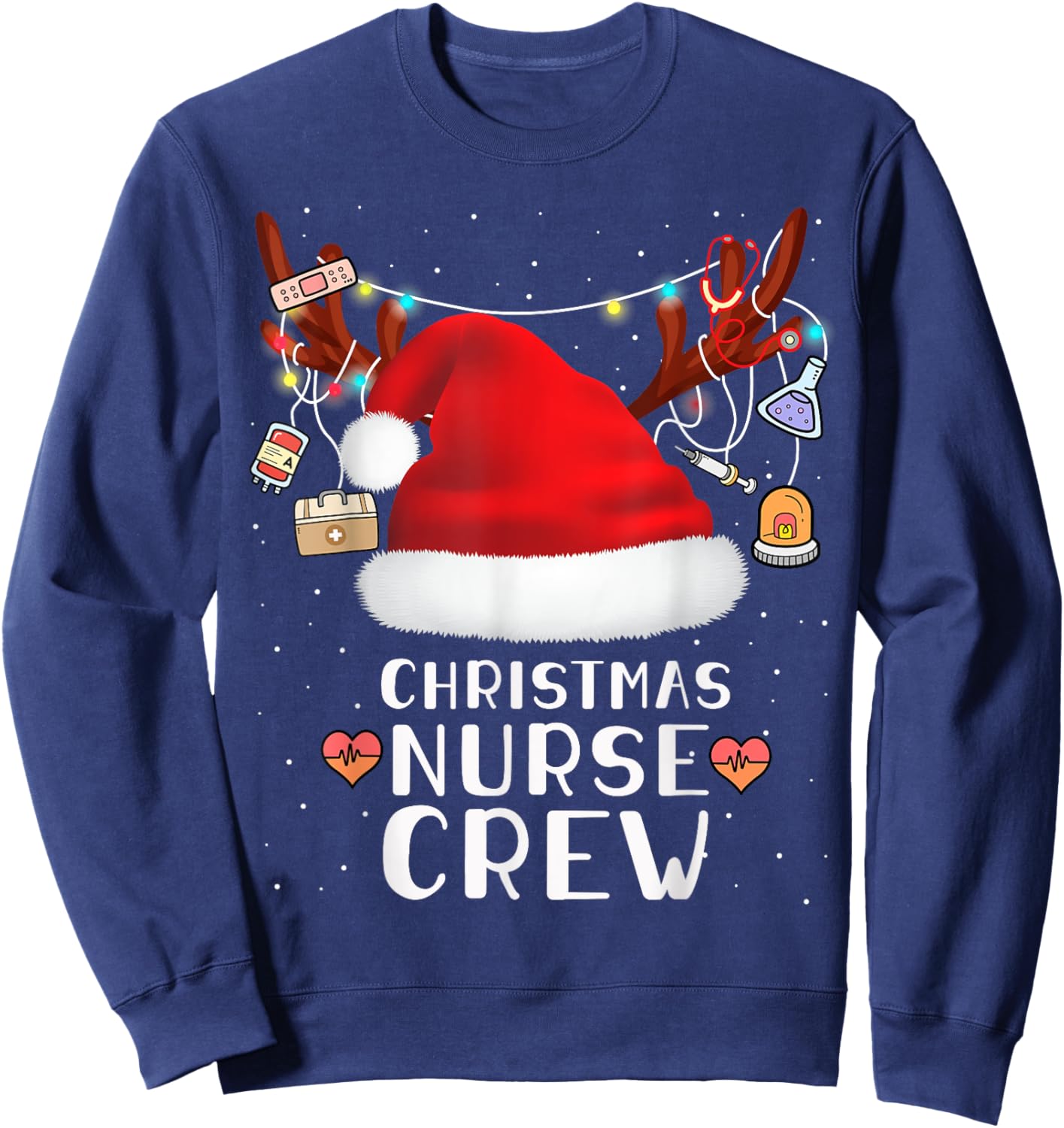 Nurse Crew Christmas Cute Merry Xmas Party Crew Women Sweatshirt - Sweatshirt | Navy