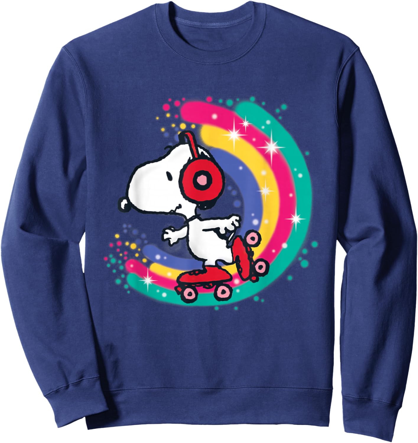 Peanuts Snoopy Roller Skating Rainbow Sweatshirt - Sweatshirt | Navy