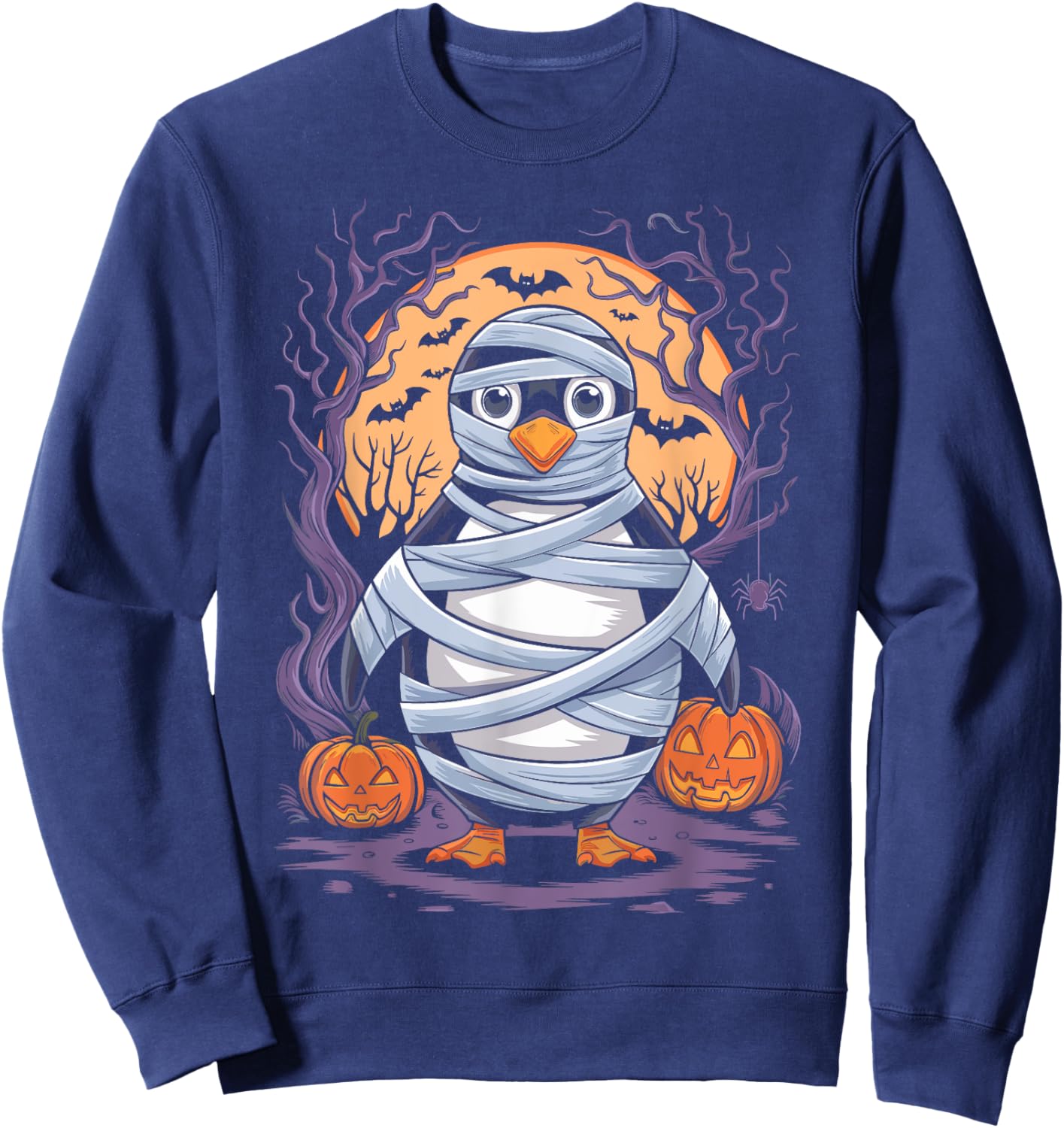 Funny Mummy Penguin Lovers Spooky Halloween Costume Sweatshirt - Sweatshirt | Navy