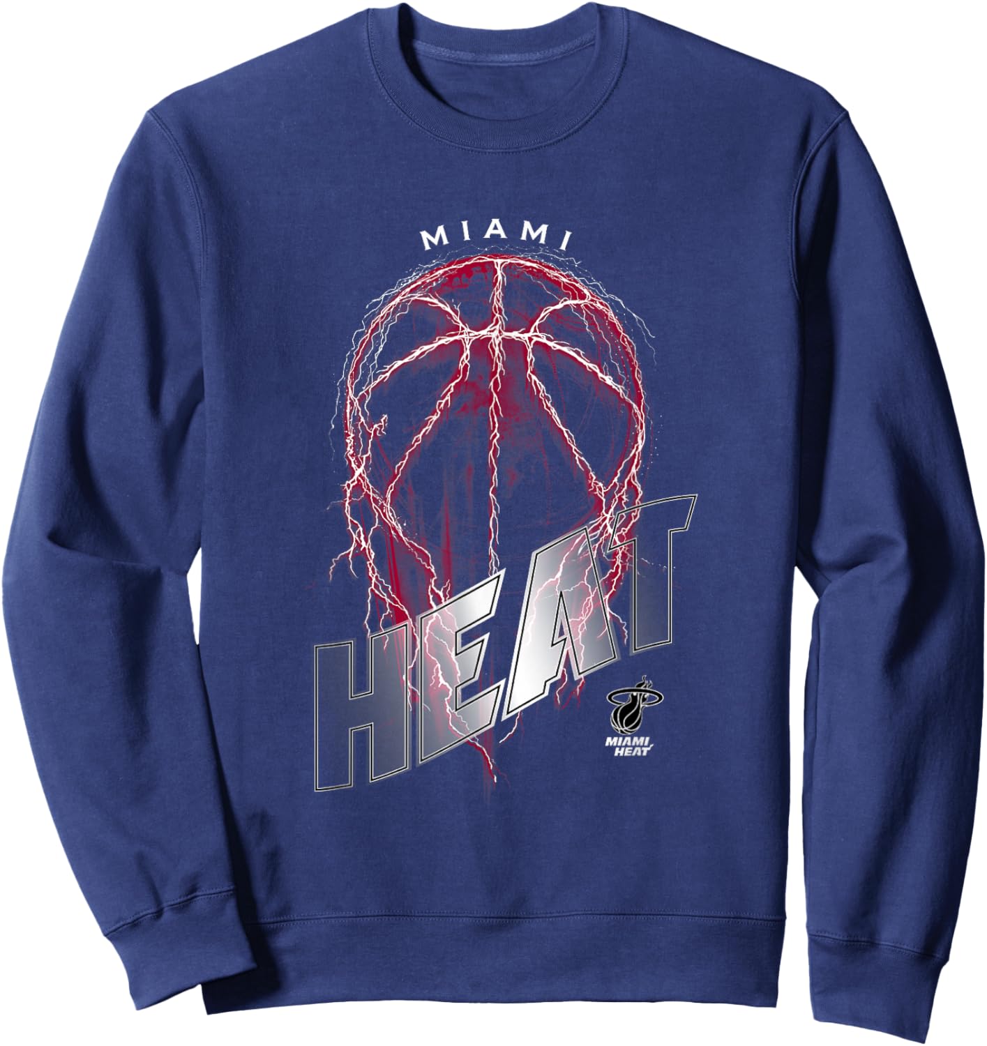 NBA Miami Heat Lightning Bolt Basketball Logo Sweatshirt - Sweatshirt | Navy