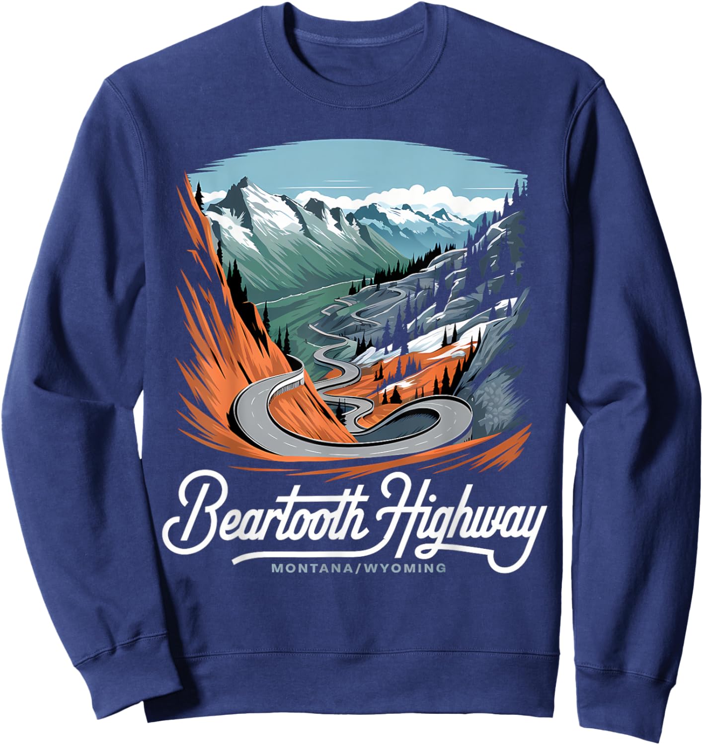 Beartooth Highway Montana Wyoming Mountains Winding Road Sweatshirt - Sweatshirt | Navy