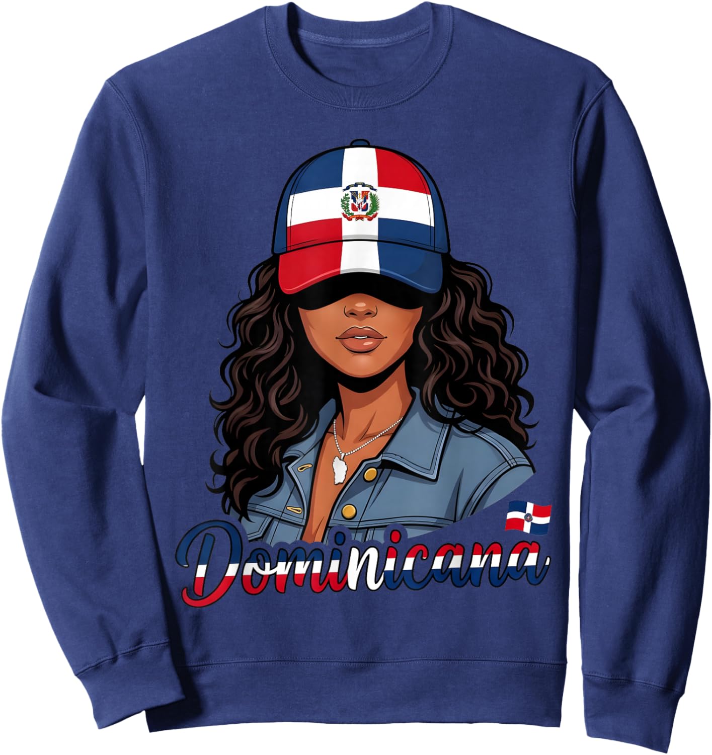 Dominican Girl Proud Dominicana Dominican Republic Flag Sweatshirt - Sweatshirt | Navy