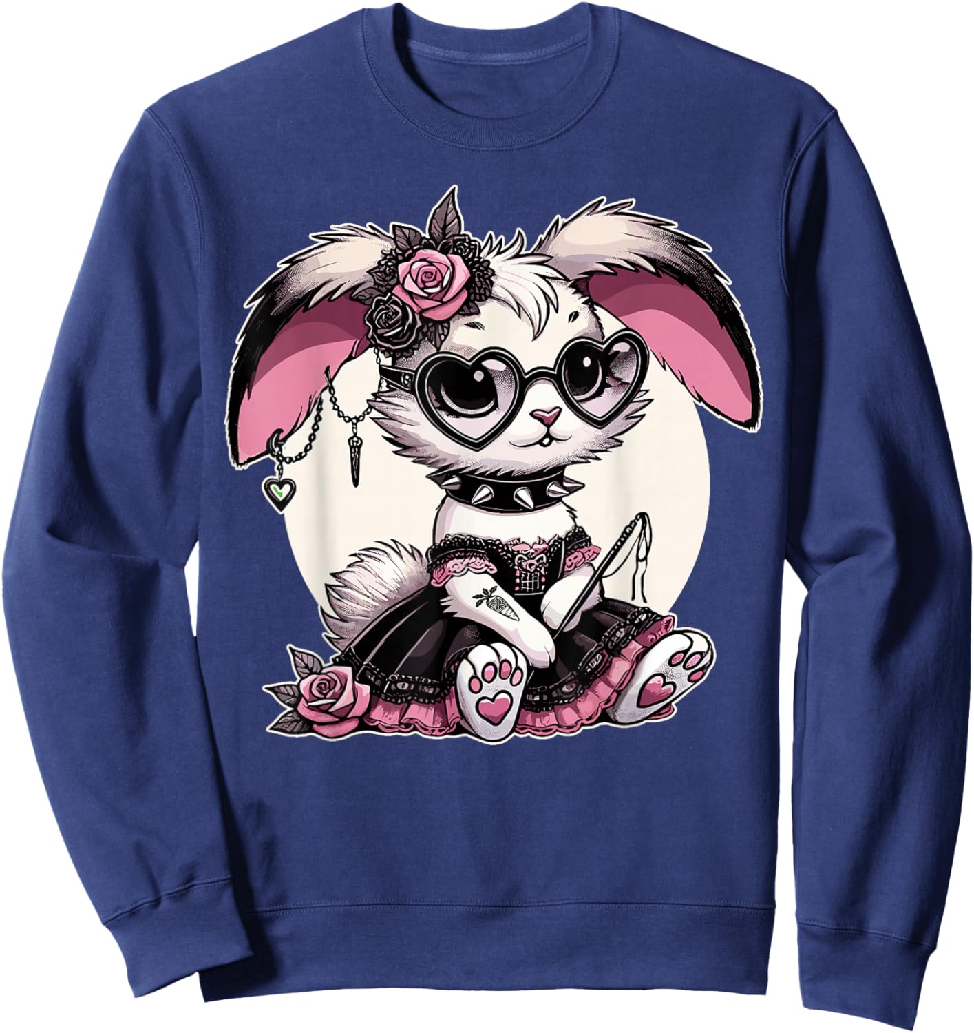 Gothic Pastel Goth Kawaii Bunny Alternative Aesthetic Sweatshirt - Sweatshirt | Navy