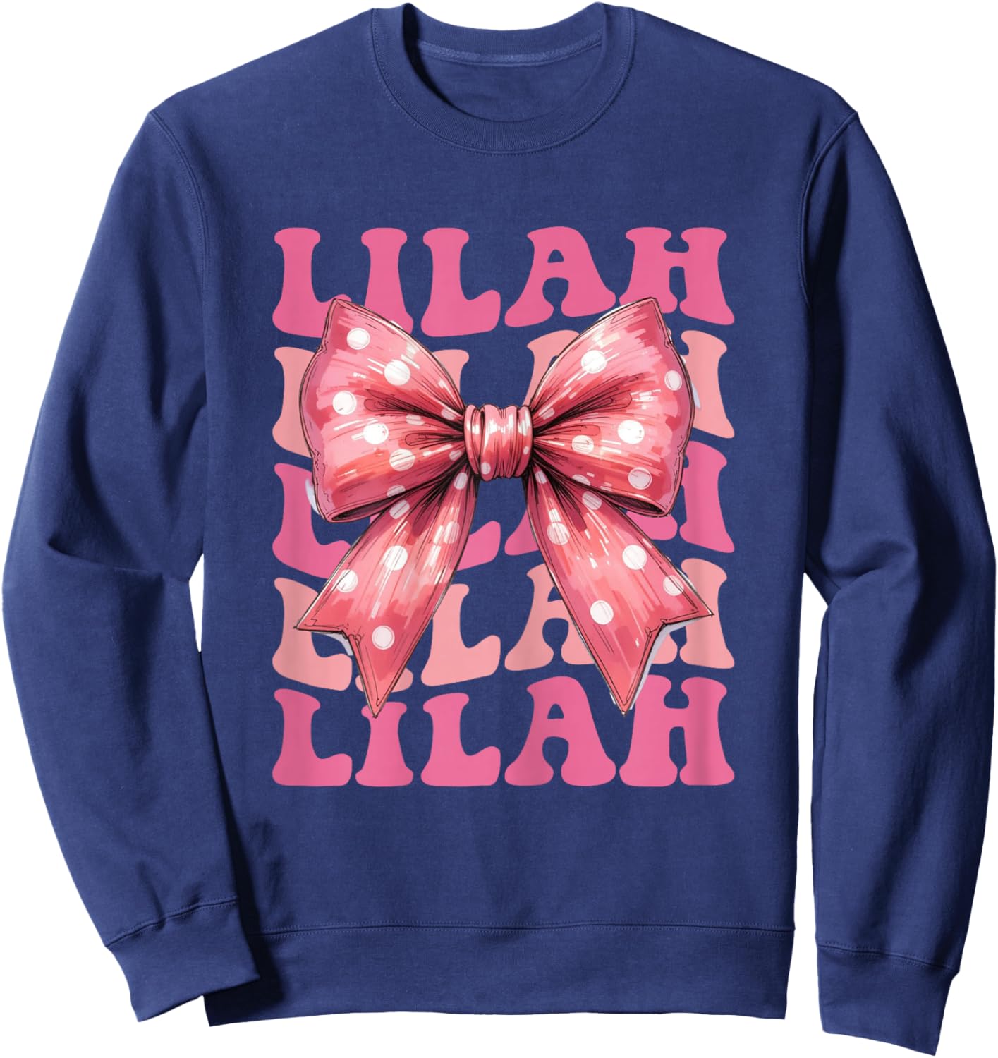 Lilah Name Coquette Bow Aesthetic Girls Sweatshirt - Sweatshirt | Navy