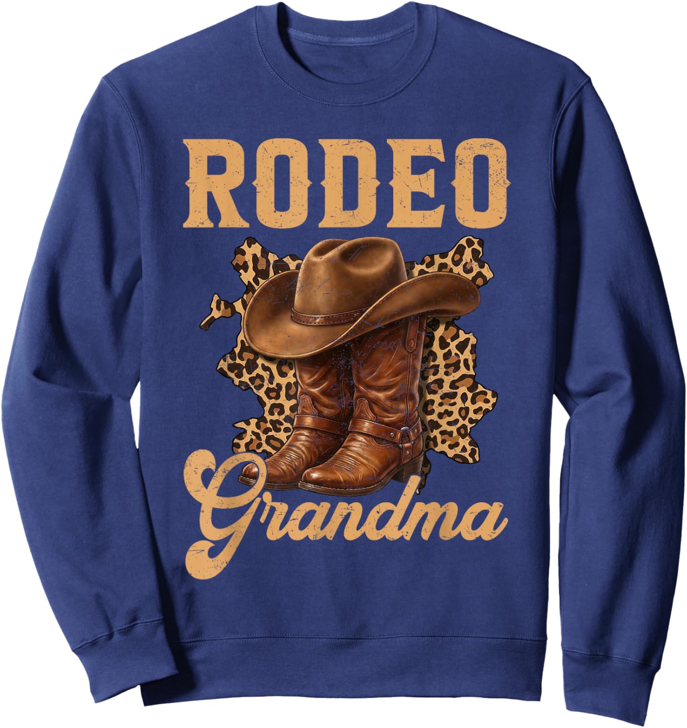 Rodeo Grandma Leopard Western Family Birthday Boy Girl Sweatshirt - Sweatshirt | Navy
