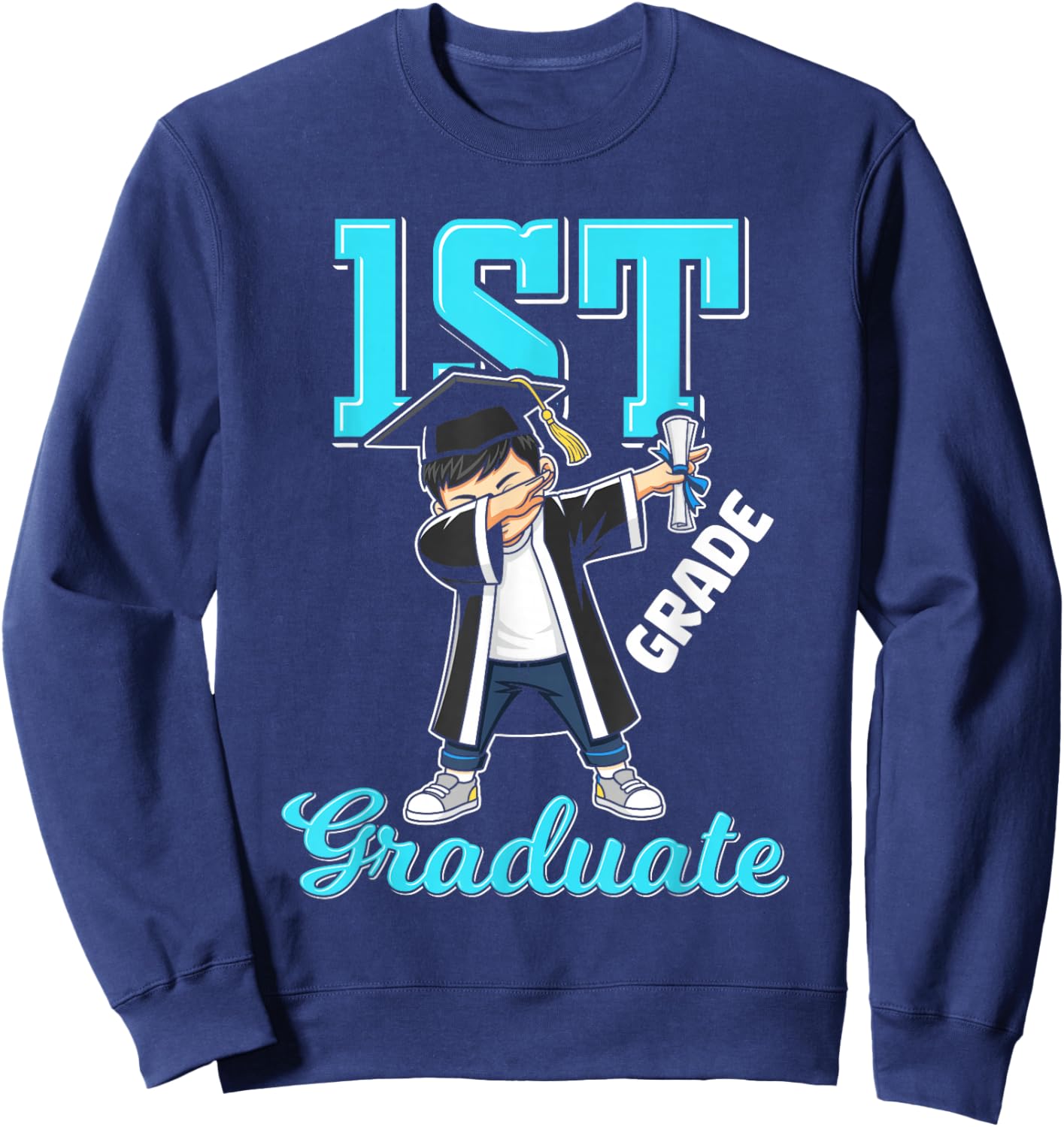 1st Grade Graduation 2026 Dabbing boy Class 26 Graduate Sweatshirt - Sweatshirt | Navy