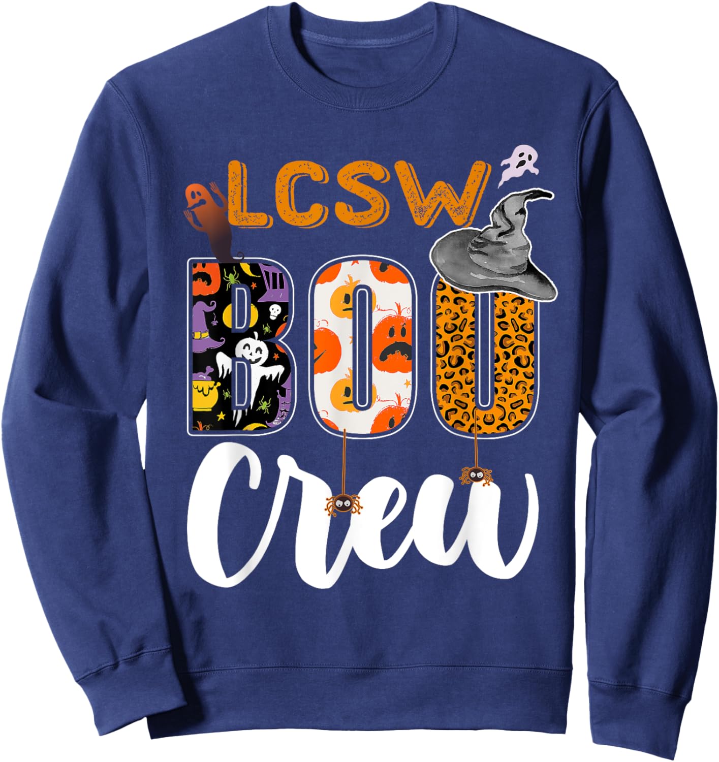 LCSW Boo Crew Halloween Matching Clinical Social Worker Sweatshirt - Sweatshirt | Navy
