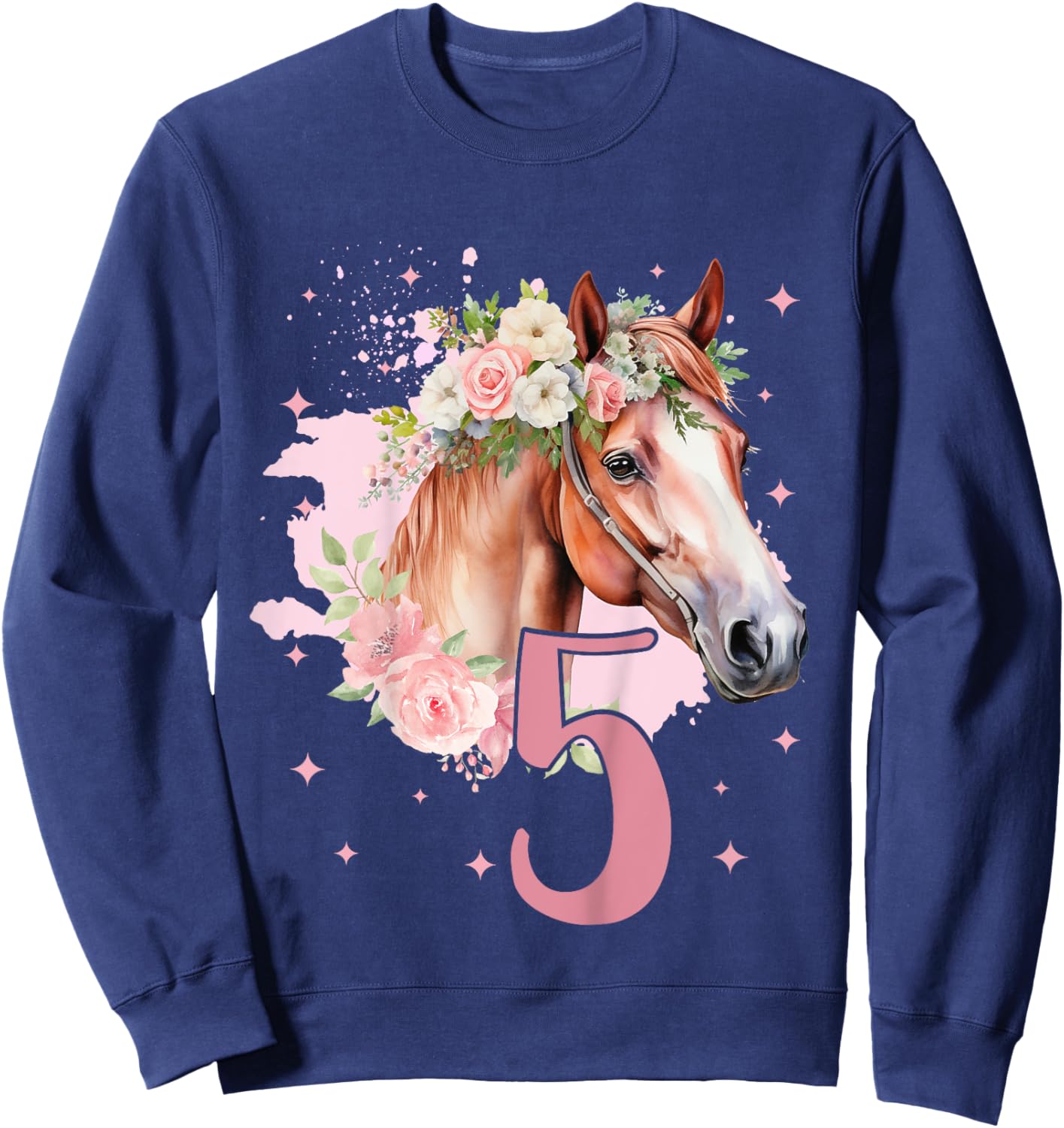 5th Birthday Horse Girl 5 Years Five Finally 5 Birthday Sweatshirt - Sweatshirt | Navy