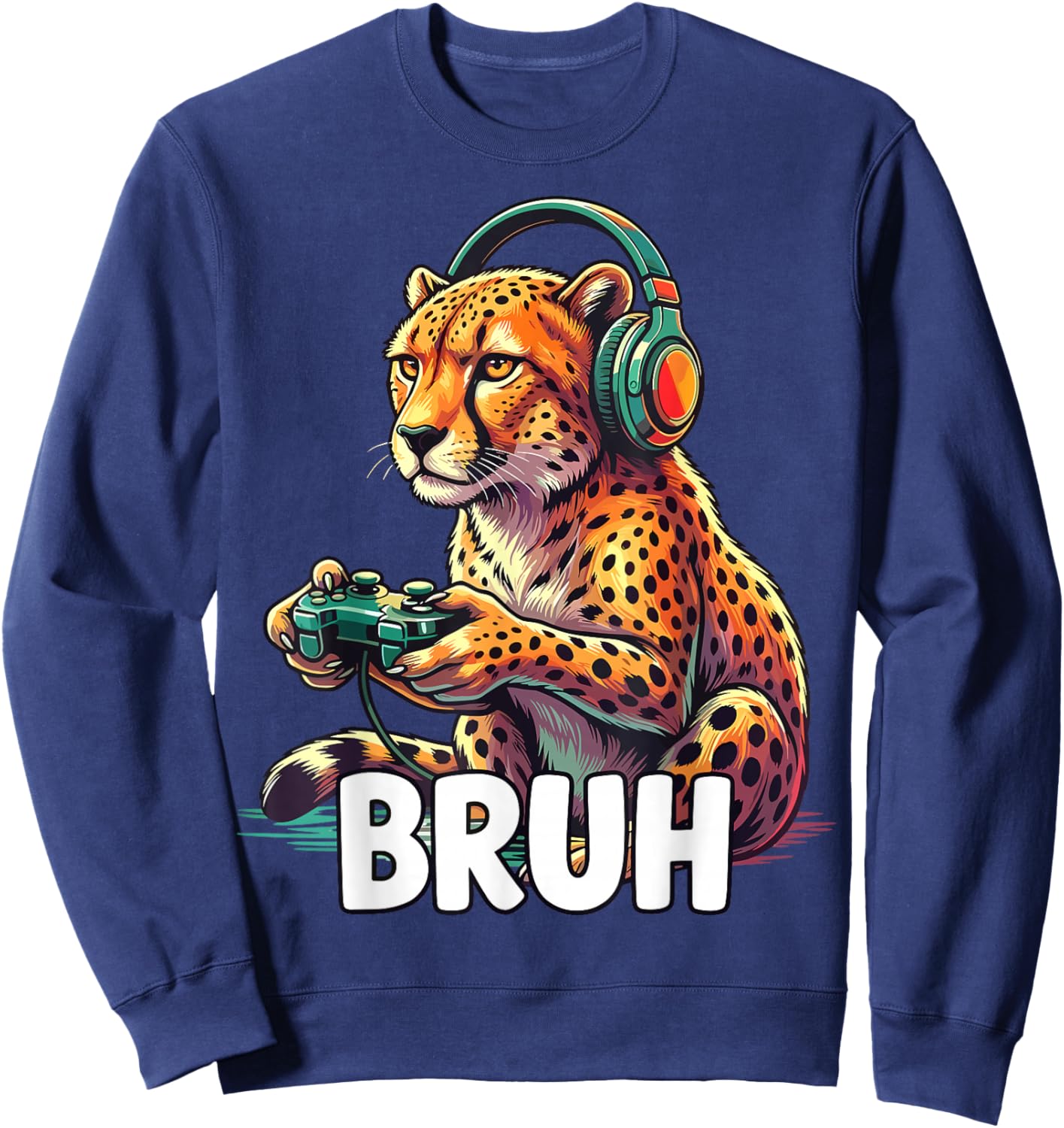 Bruh Cheetahs Funny Video Games Cheetah Sweatshirt - Sweatshirt | Navy