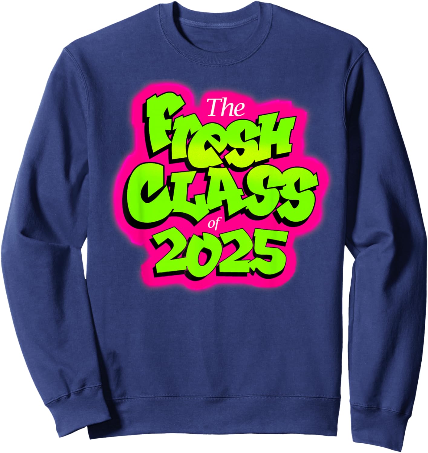 Class of 2025 Senior Fresh 90s TV Style Retro Graduation Sweatshirt - Sweatshirt | Navy