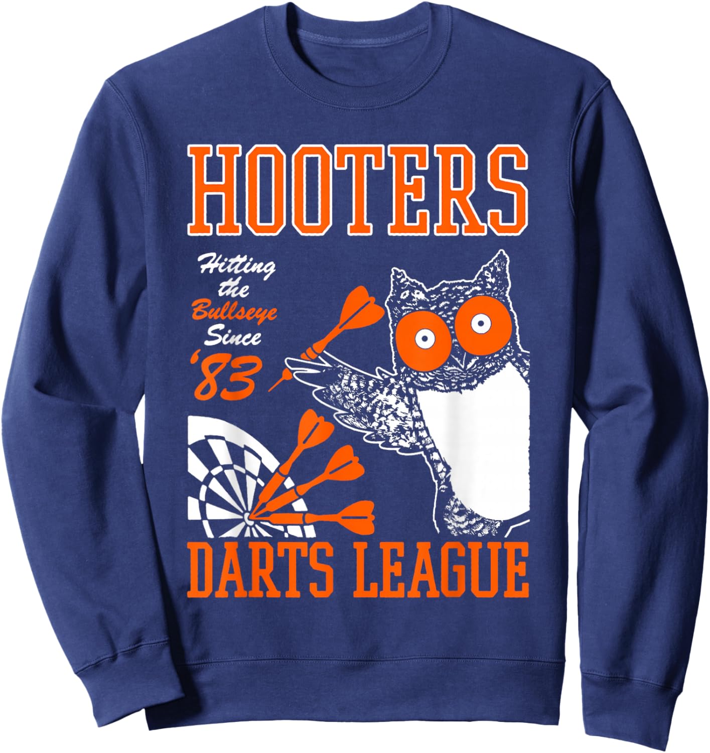 Hooters Darts League Hitting The Target Wings Funny Foodie Sweatshirt - Sweatshirt | Navy
