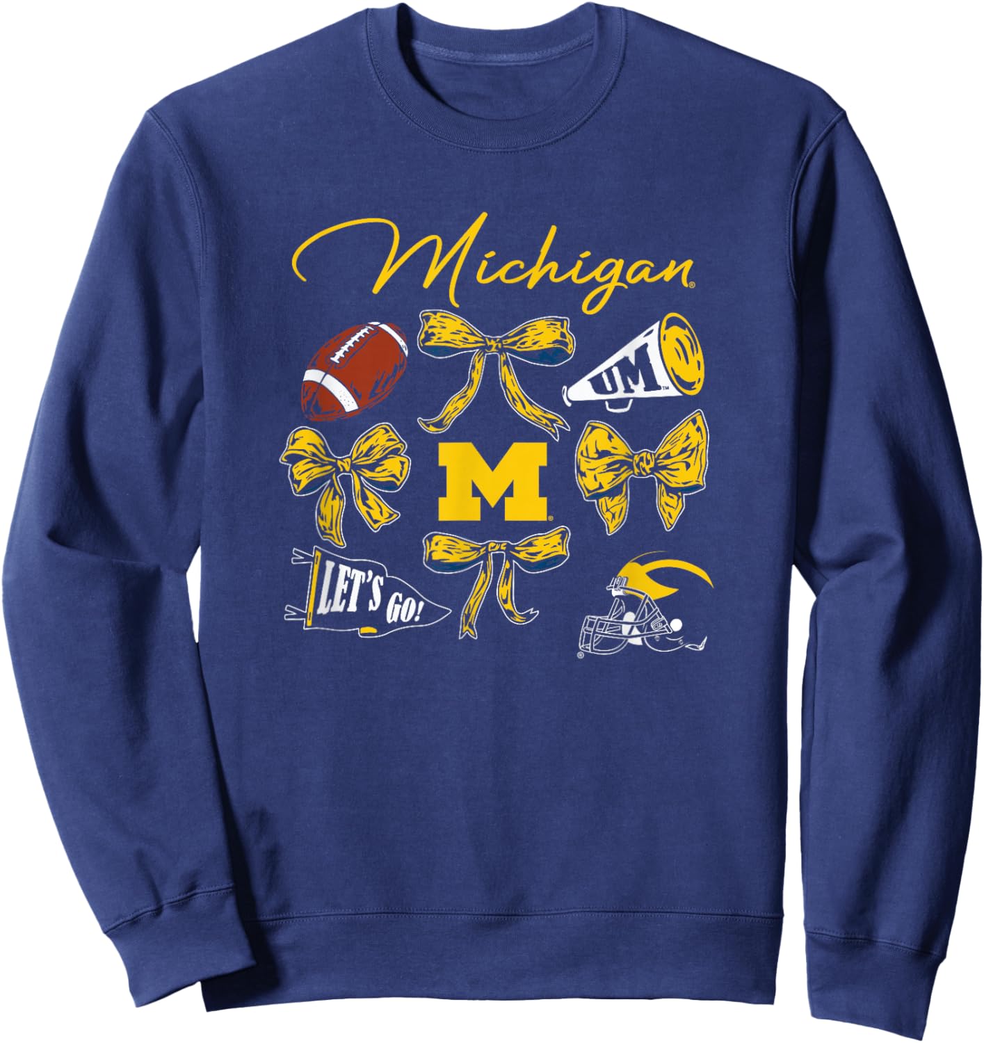 Michigan Wolverines Football Bow Navy Officially Licensed Sweatshirt - Sweatshirt | Navy