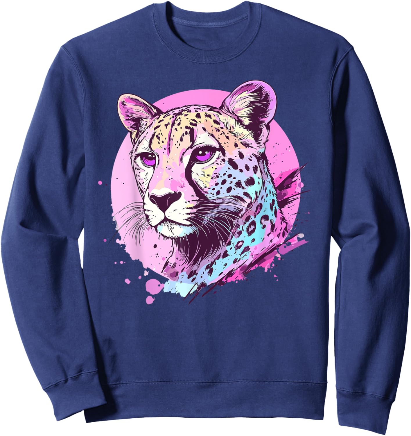 Bold Leopard Artistic Colors Sweatshirt - Sweatshirt | Navy