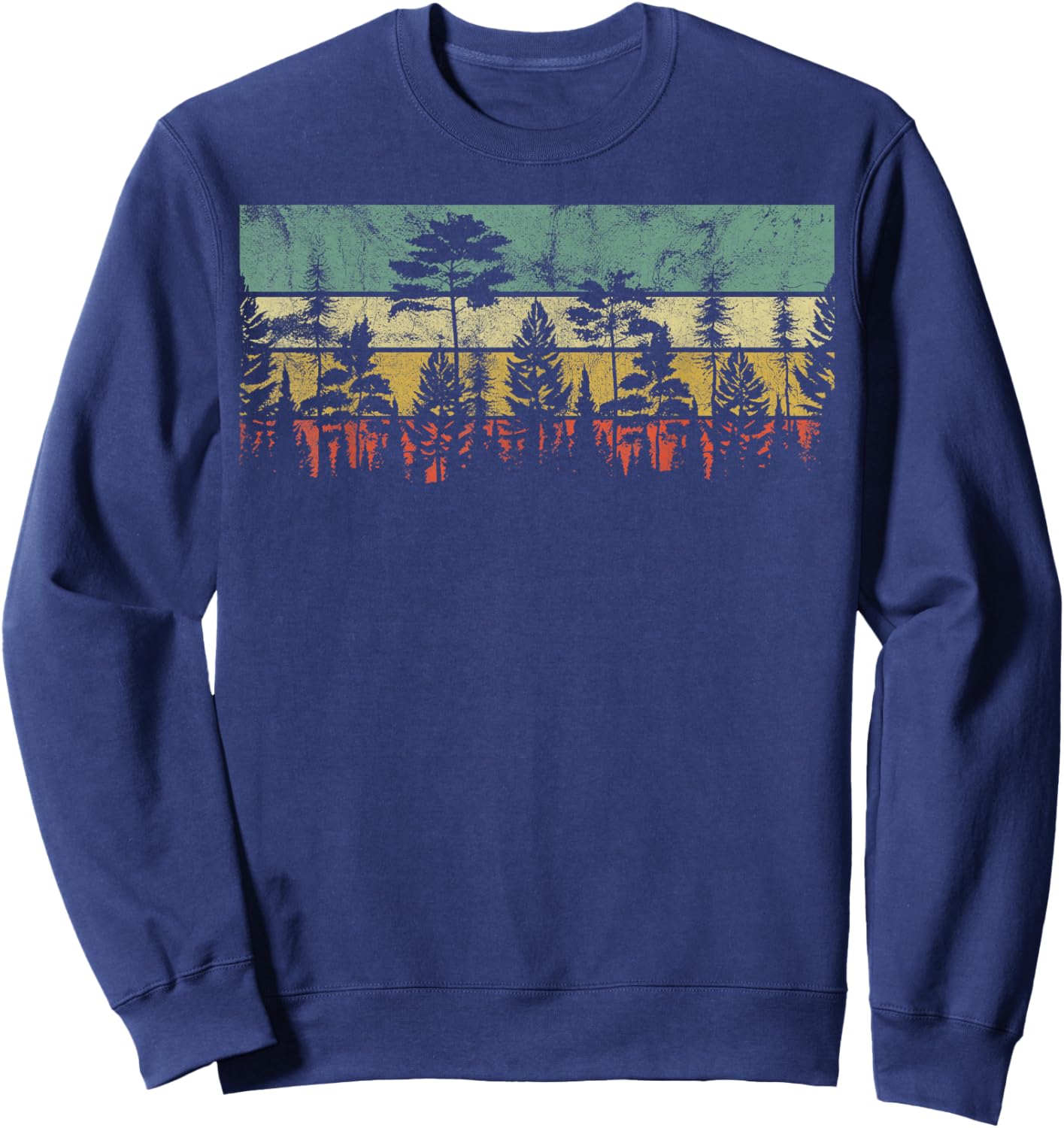Trees Outdoors Wildlife Nature Vintage Forest Nature Retro Sweatshirt - Sweatshirt | Navy