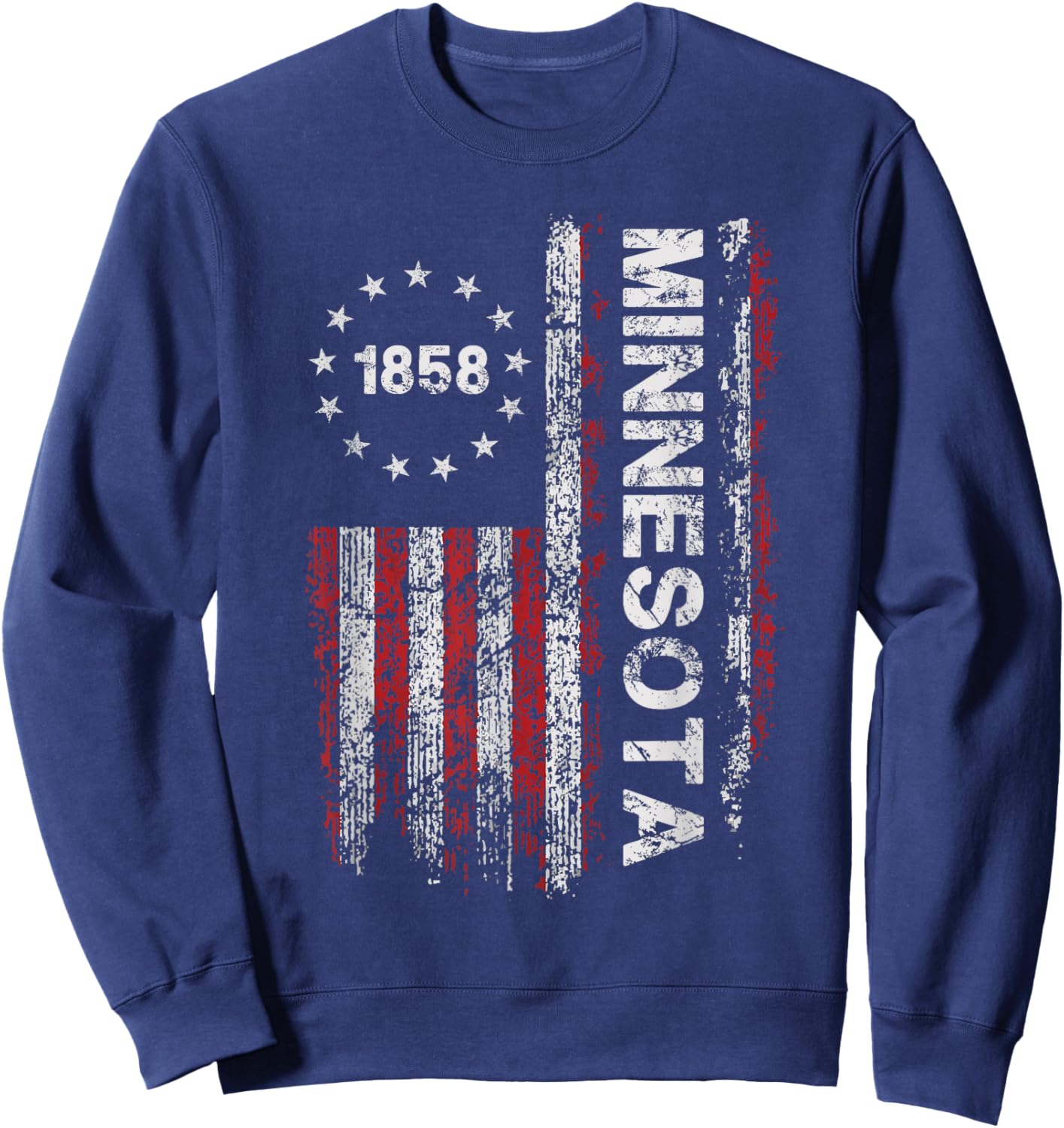1858 Minnesota State US Flag Vintage Women Youth Sweatshirt - Sweatshirt | Navy