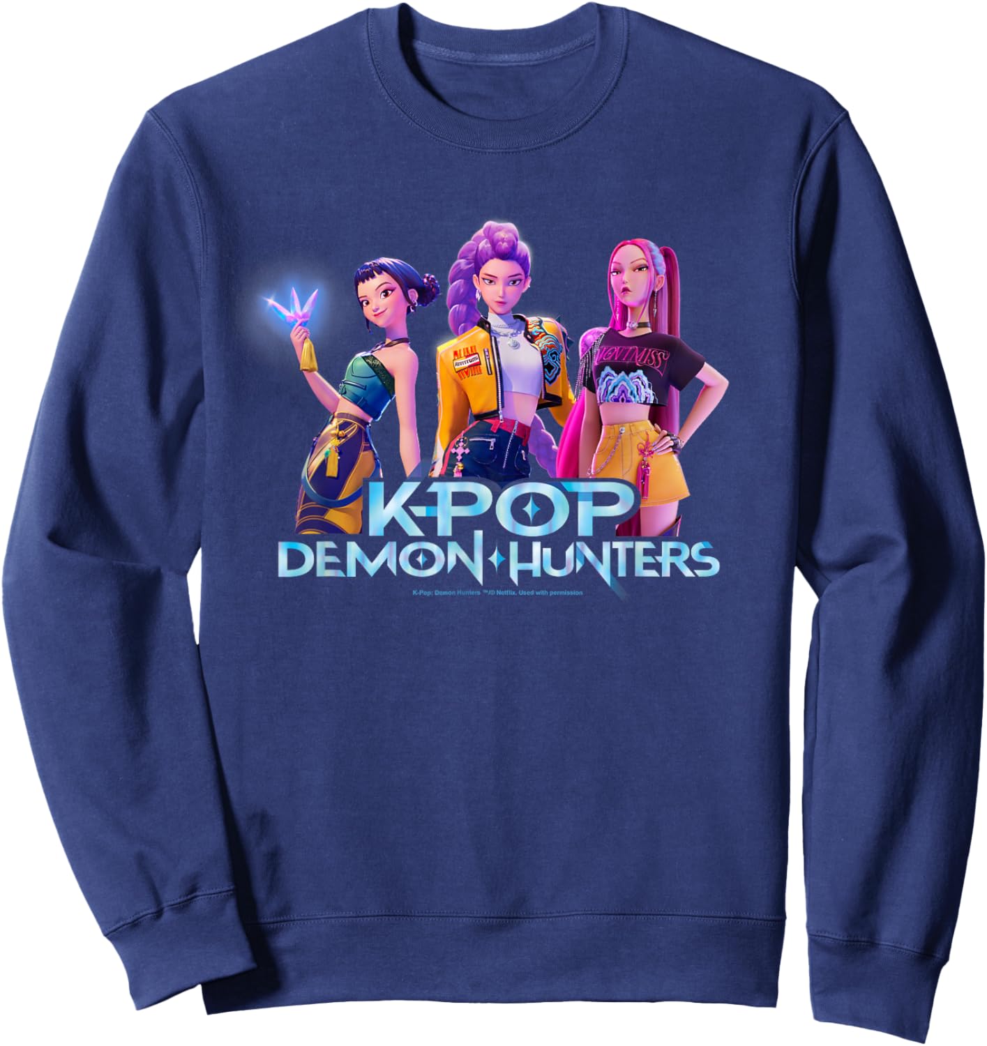 KPop Demon Hunters Huntrix Kpop Group Officially Licensed Sweatshirt - Sweatshirt | Navy