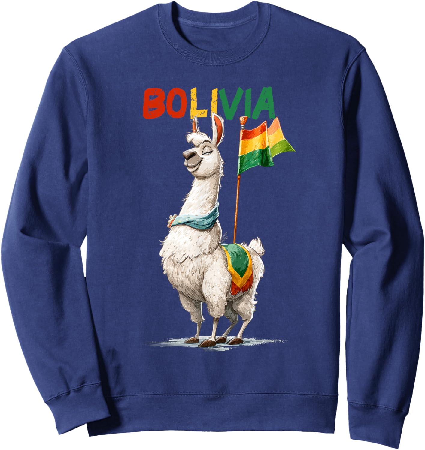 Funny Patriotic Bolivia Colors with Llama Costume Sweatshirt - Sweatshirt | Navy