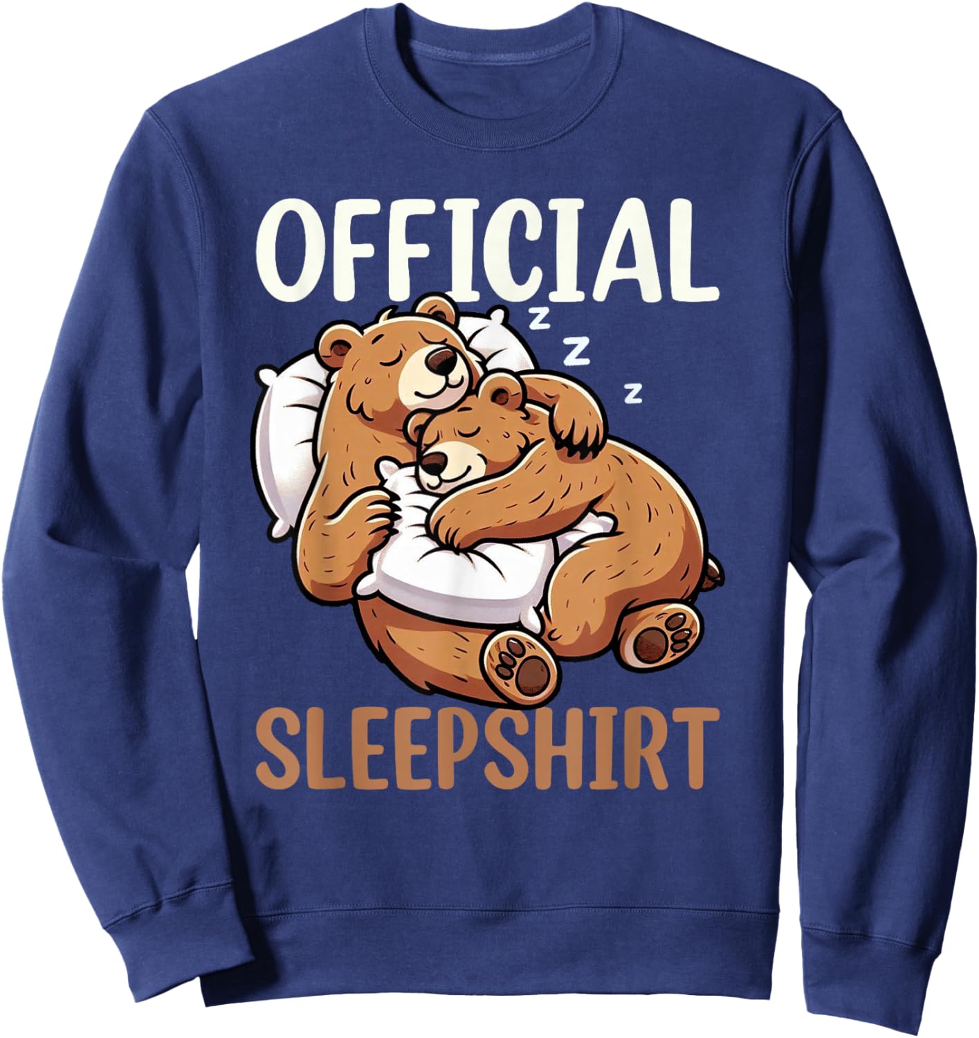 Offizielles Schlafshirt Lustiger Bär Grizzly Nickerchen Schlafanzug Sweatshirt - Sweatshirt | Navy