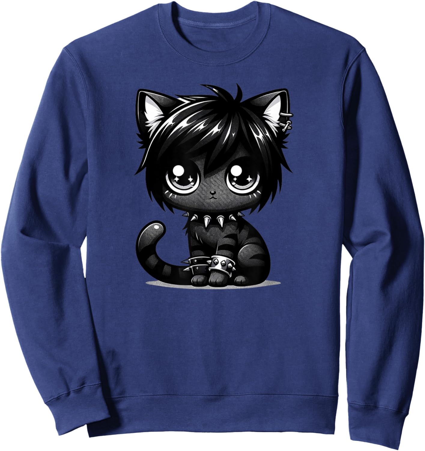 Kawaii Anime Emo Cat Kitty Kids Sweatshirt - Sweatshirt | Navy
