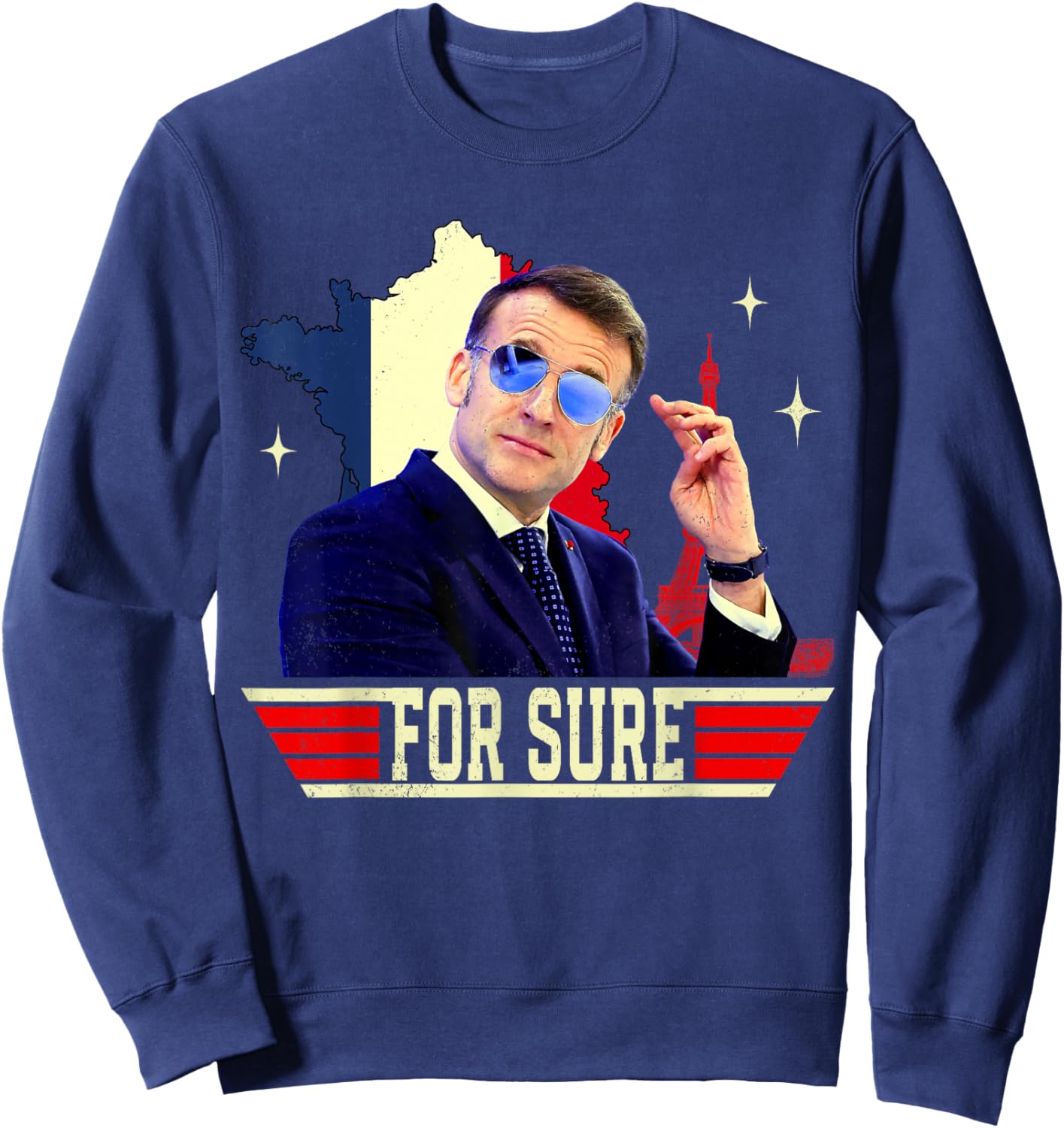 for Sure Emmanuel Macron Glasses Sweatshirt - Sweatshirt | Navy