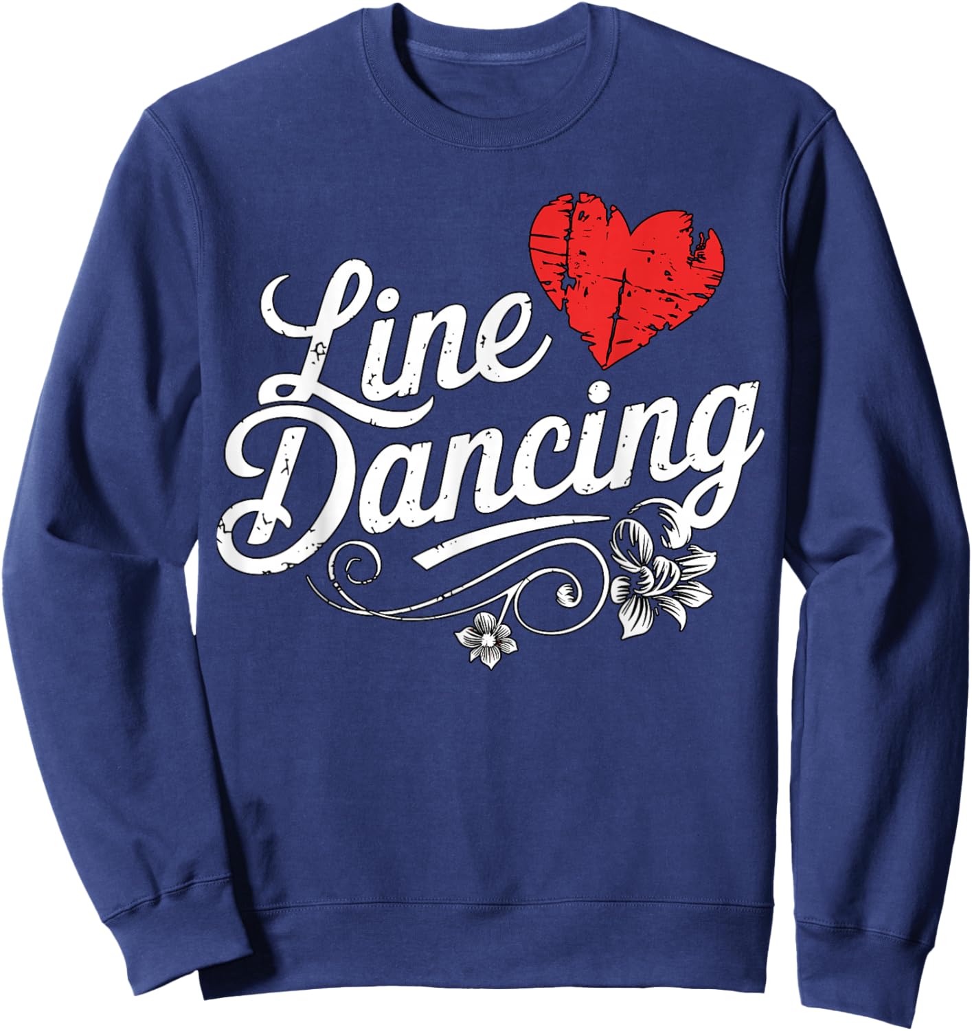 Line Dancing Floral Script Western Dance Line Dance Sweatshirt - Sweatshirt | Navy