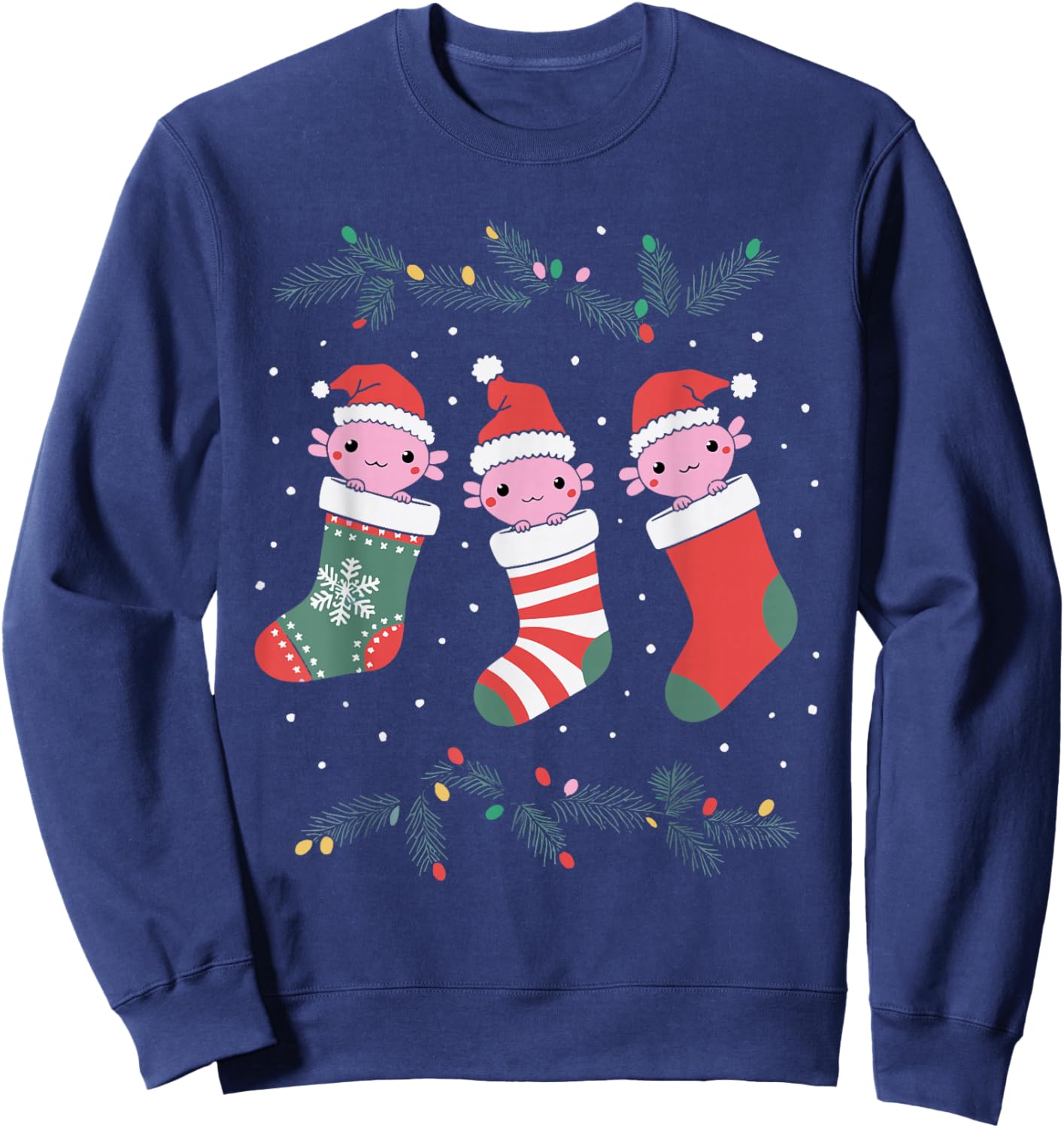 Adults -Kids Axolotl Christmas Black Small Sweatshirt - Sweatshirt | Navy