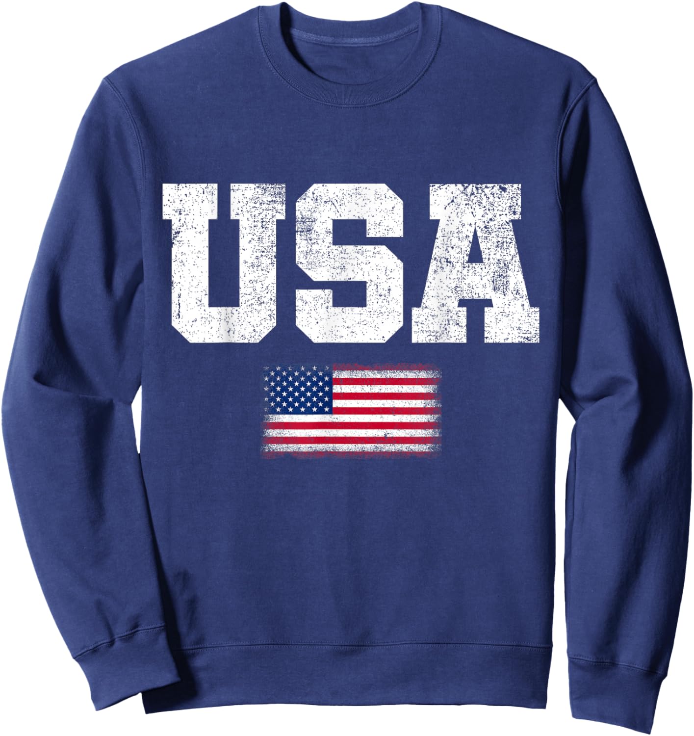 USA Men Women Patriotic American US Flag July 4th Sweatshirt - Sweatshirt | Navy