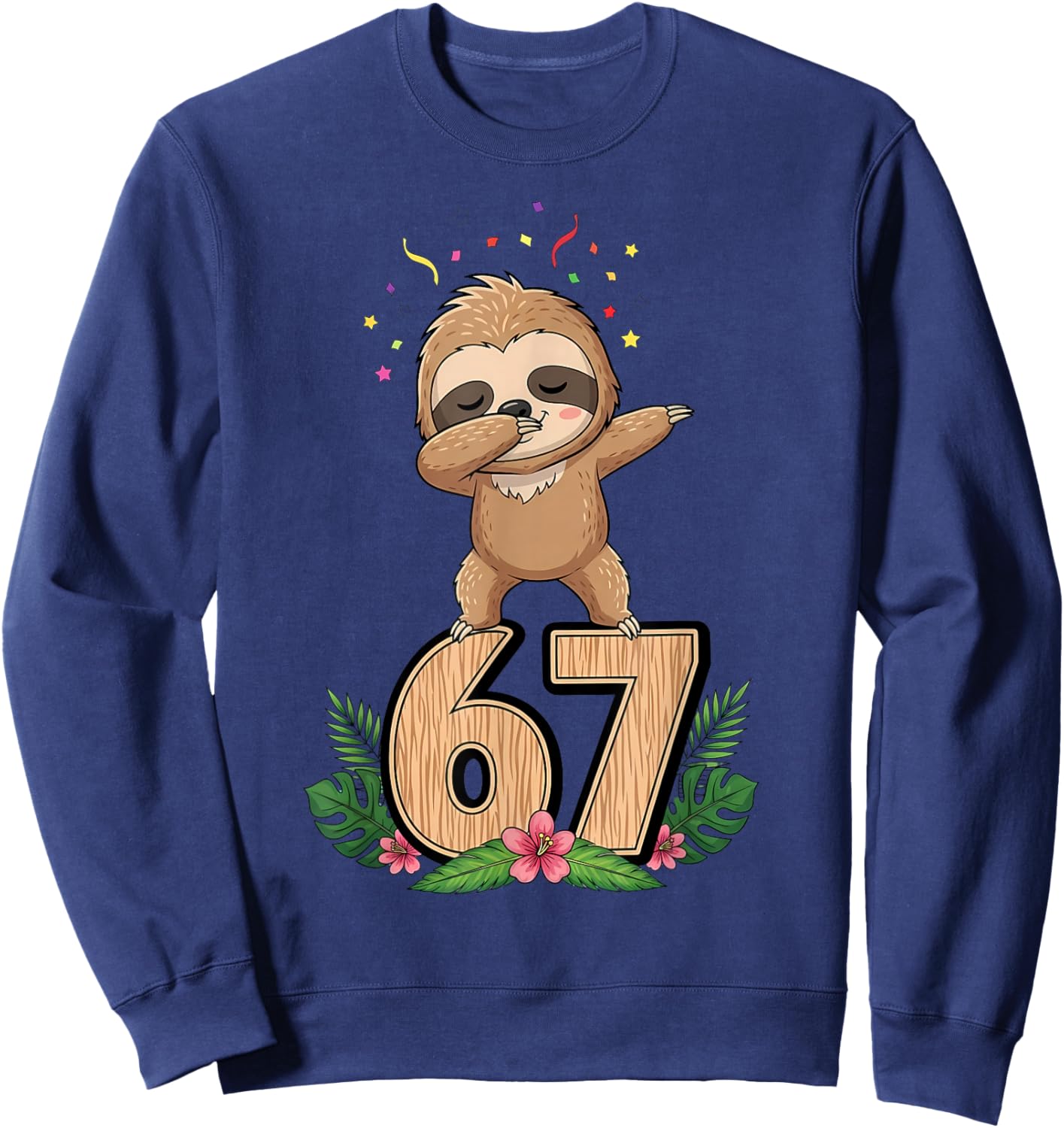 Six Seven Meme Dabbing Baby Faultier 67 Lustiges Gen Z Alpha Sweatshirt - Sweatshirt | Navy