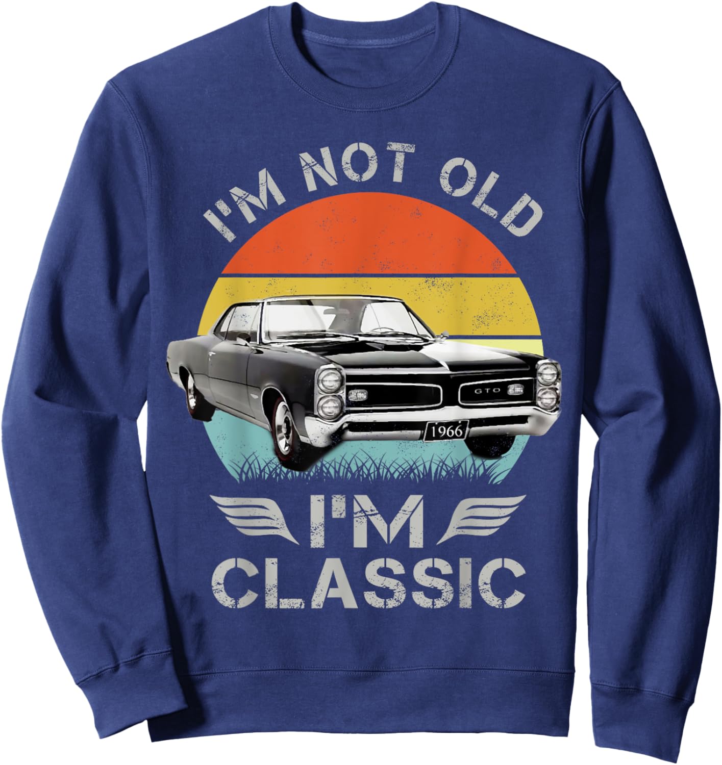 1966 66 GTO Classic Car Old School Muscle Car Sweatshirt - Sweatshirt | Navy