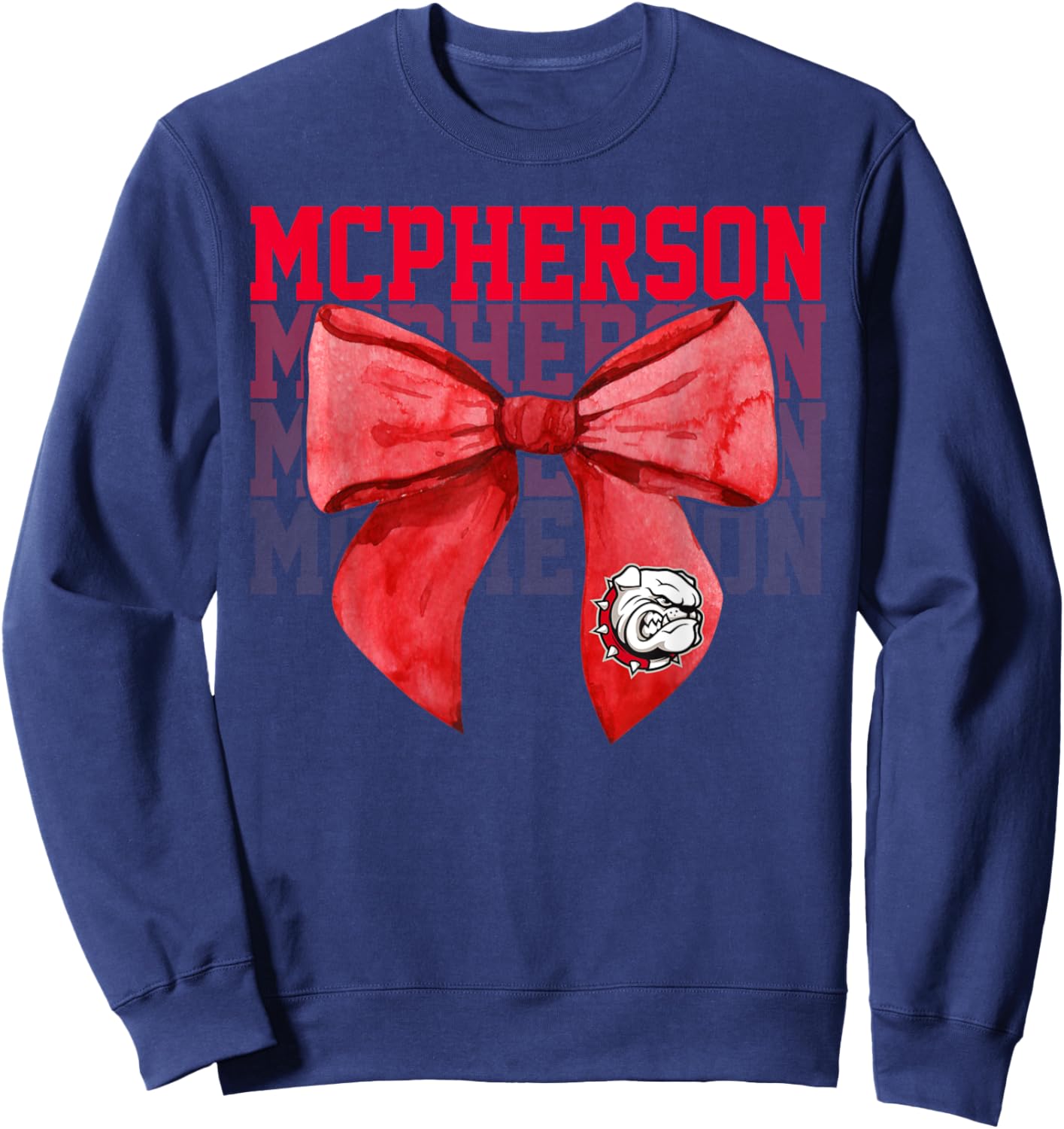 McPherson College Bow Vintage Athletics Girls Women Sweatshirt - Sweatshirt | Navy